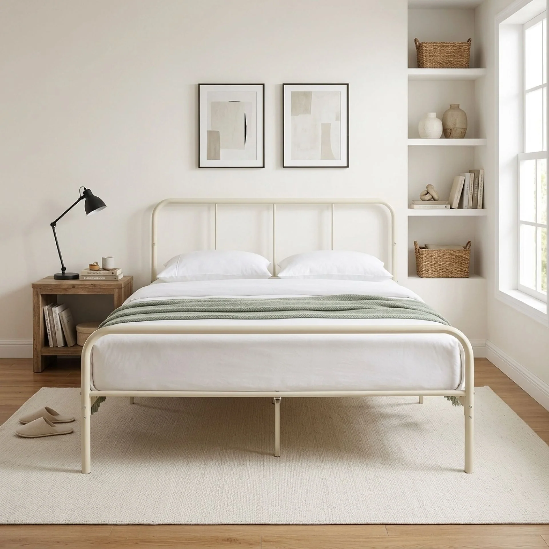 Bolt Queen Metal Bed Frame - Light Khaki - Image 5