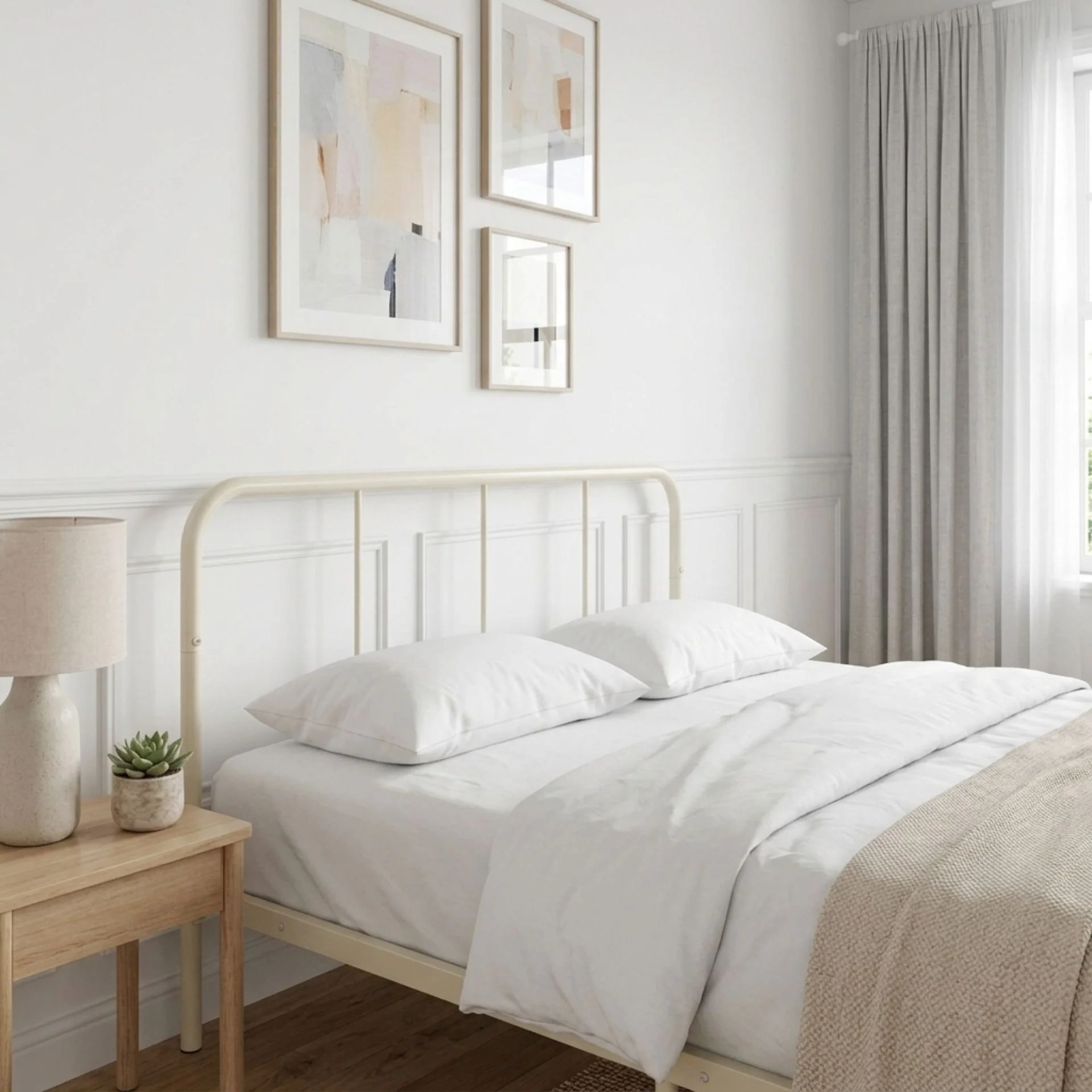 Bolt Queen Metal Bed Frame - Light Khaki - Image 6