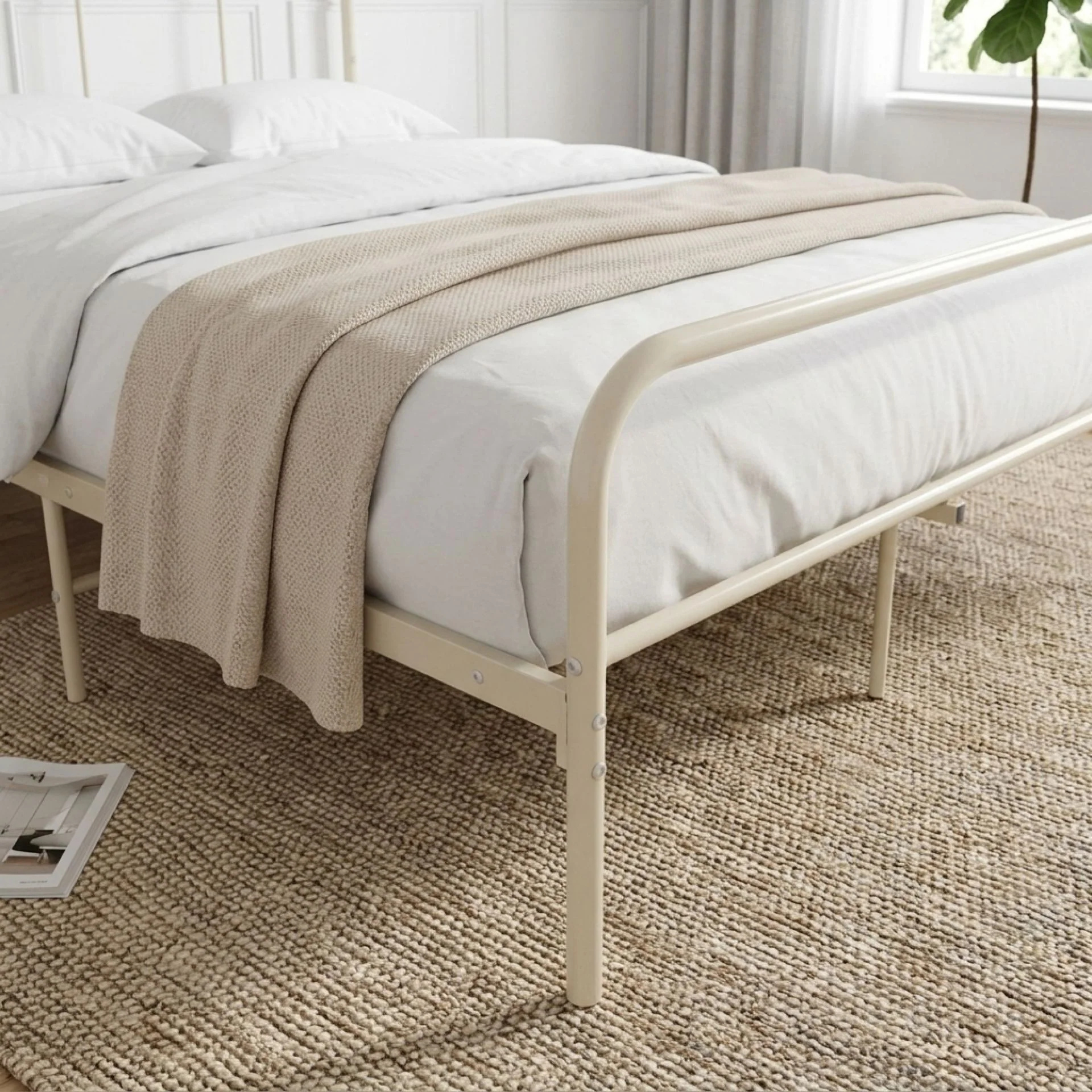 Bolt Queen Metal Bed Frame - Light Khaki - Image 7