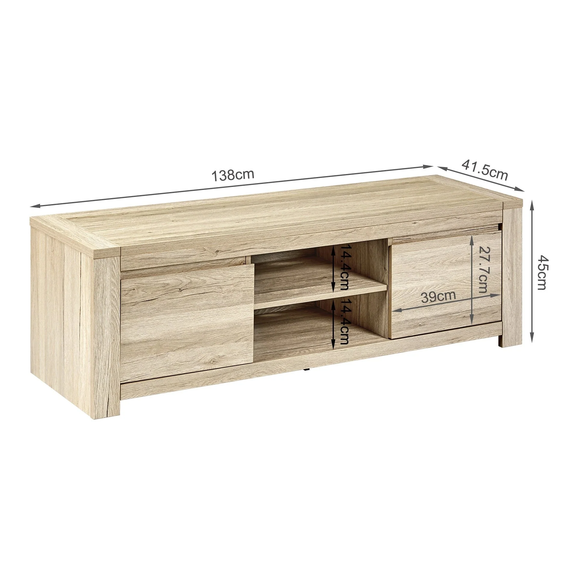 Borneo 1.4m Entertainment Unit - Oak - Image 15