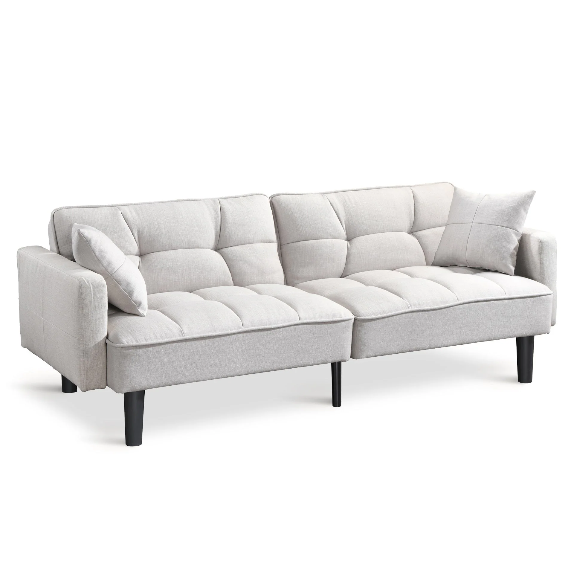 Boston 3 Seater Sofa Bed - Oat White - Image 2