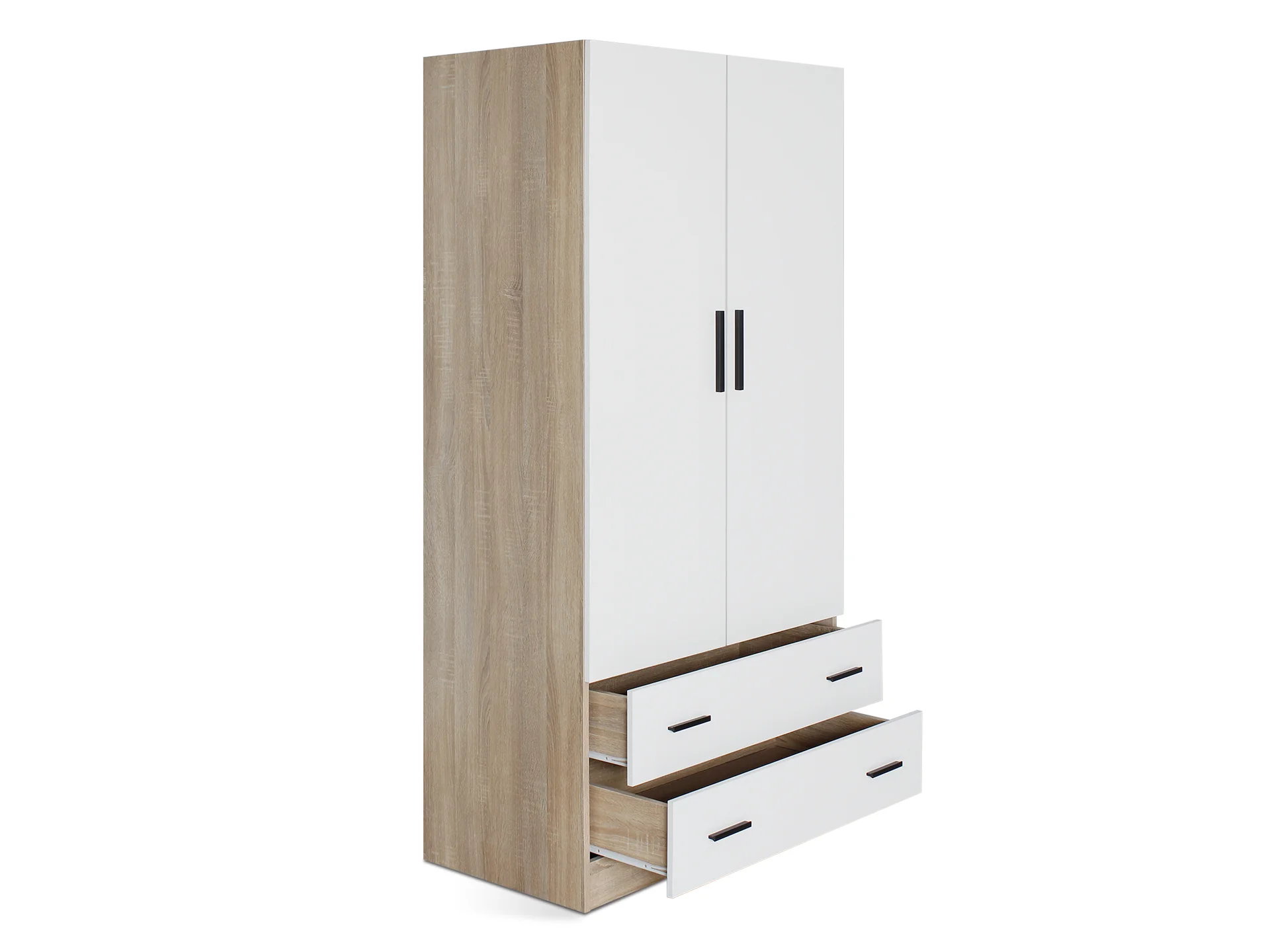 Bram 2 Door Wardrobe with 2 Drawers - Oak - Image 4