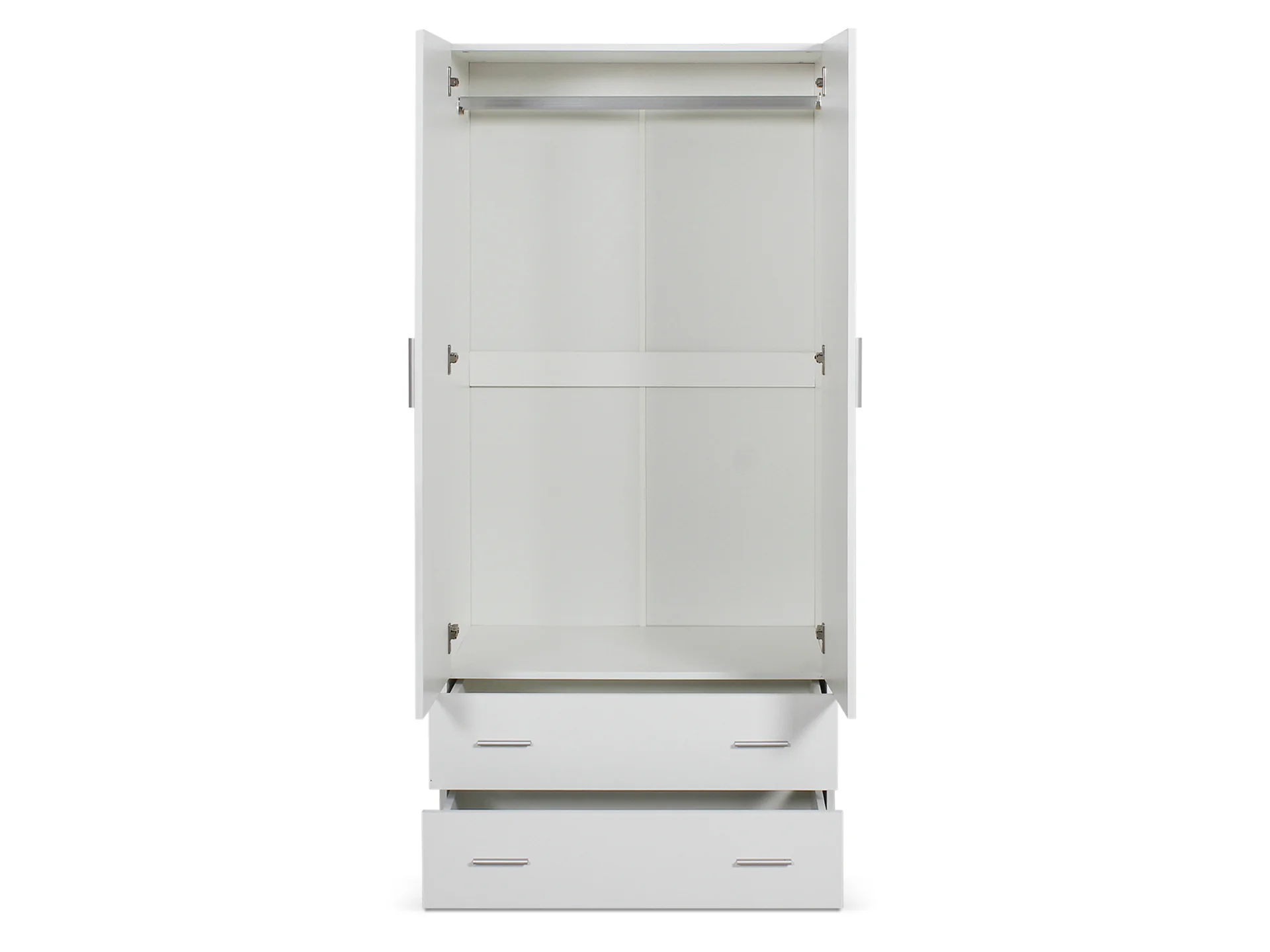 Bram 2 Door Wardrobe with 2 Drawers - White - Image 4