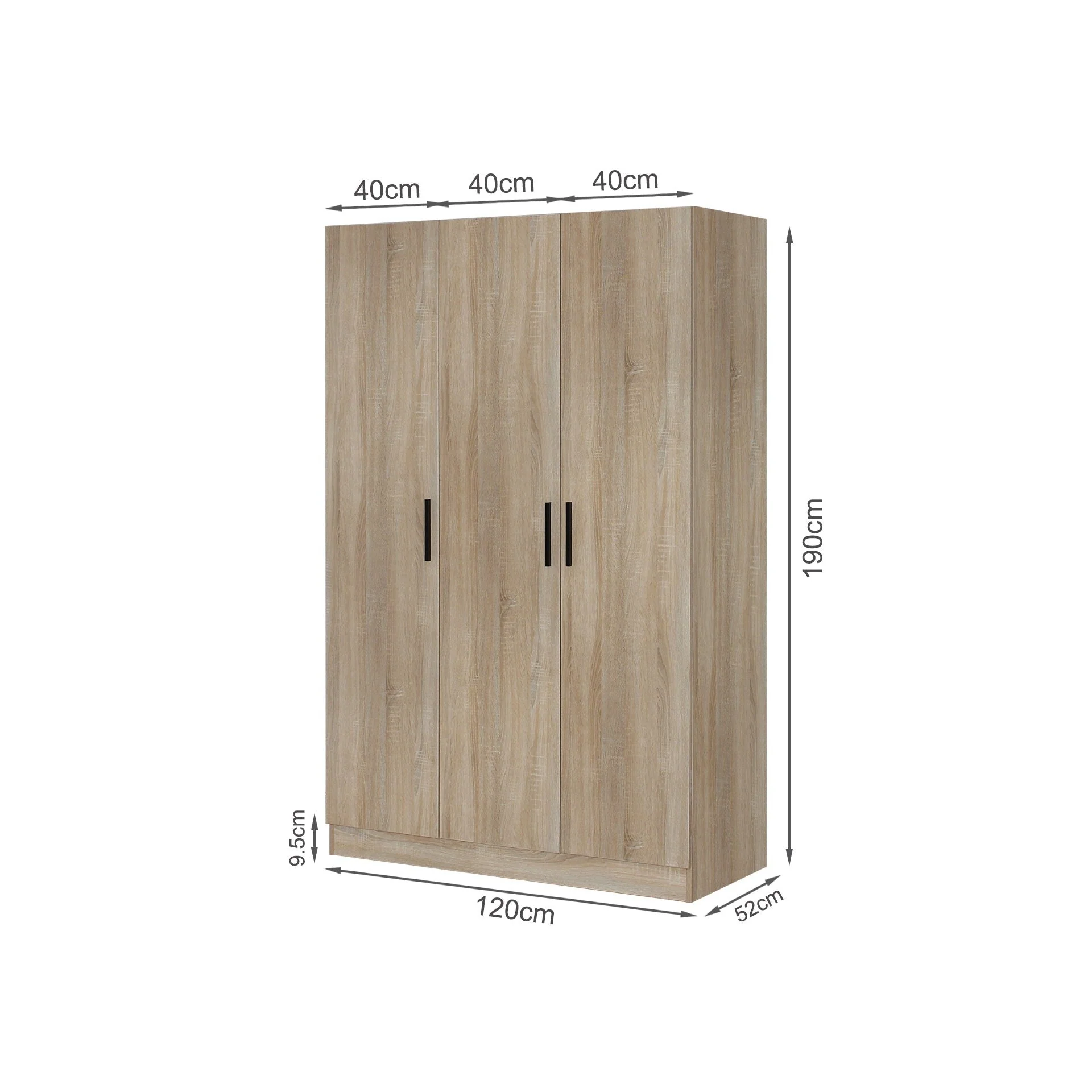 Bram 3 Door Wardrobe Cabinet - Oak - Image 10