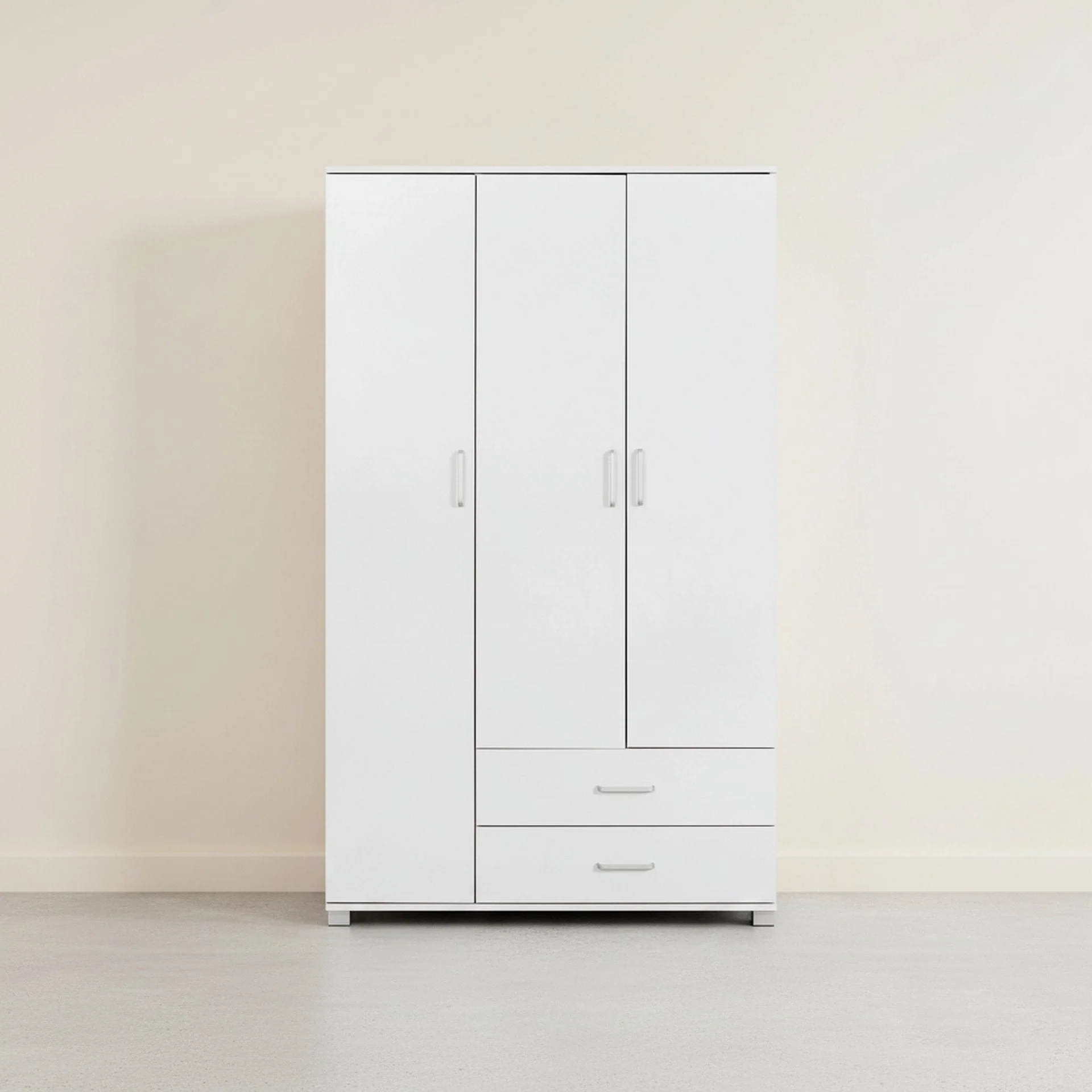 Bram 3 Door Wardrobe Cabinet with 2 Drawers - White - Image 7