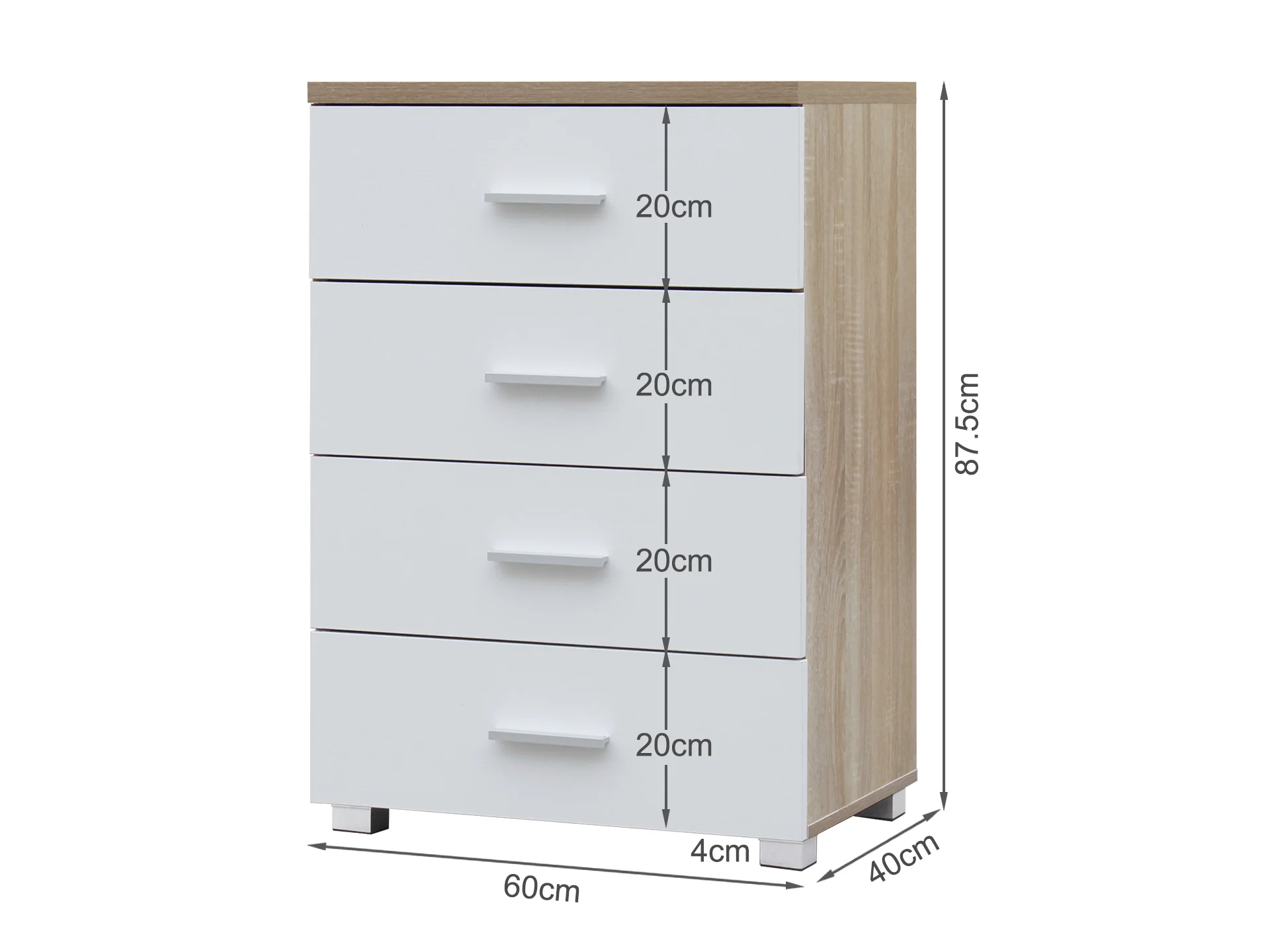 Bram Tallboy 4 Drawer Chest Dresser - Oak - Image 11