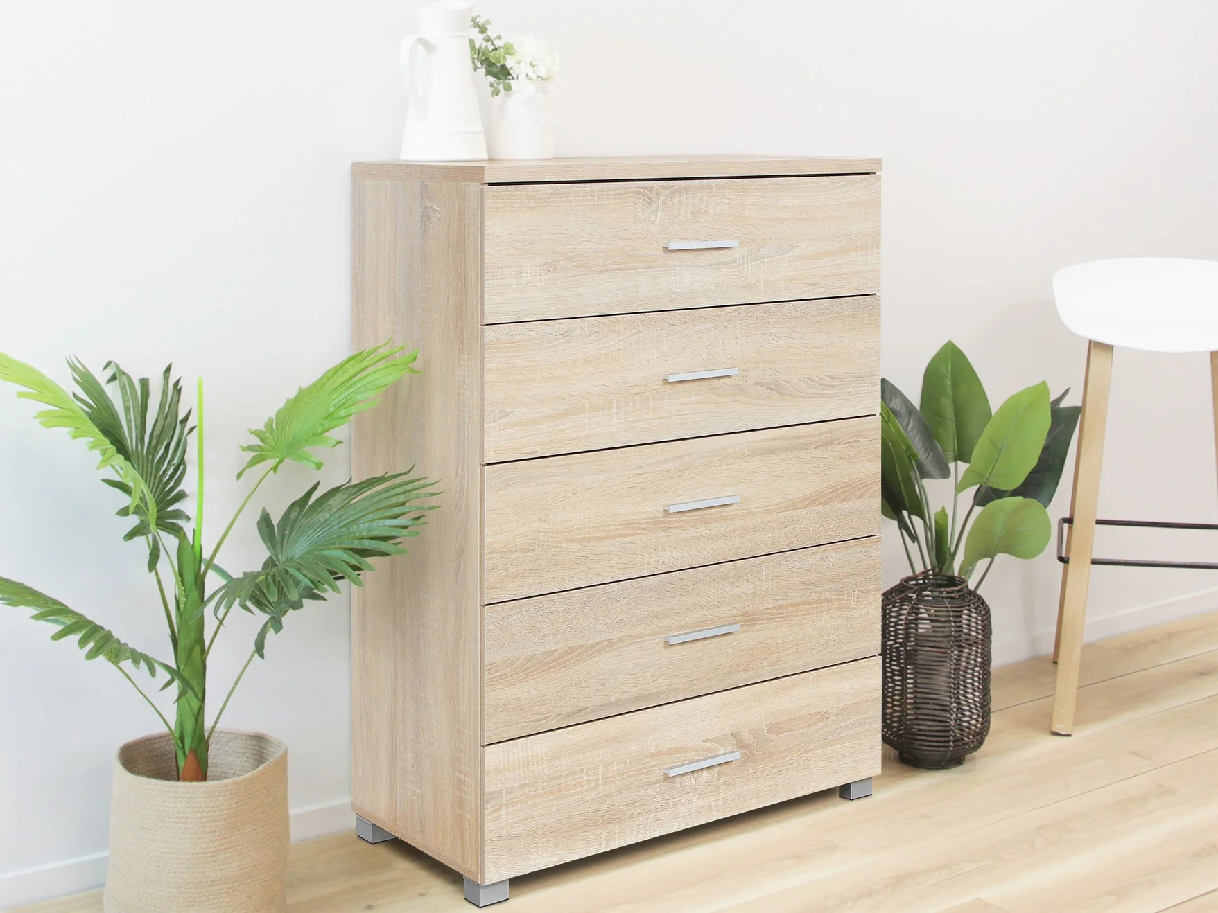 BRAM Tallboy 5 Drawer Chest Dresser - MAPLE - Image 2