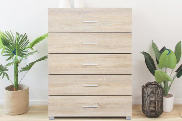 BRAM Tallboy 5 Drawer Chest Dresser - MAPLE - Image 3