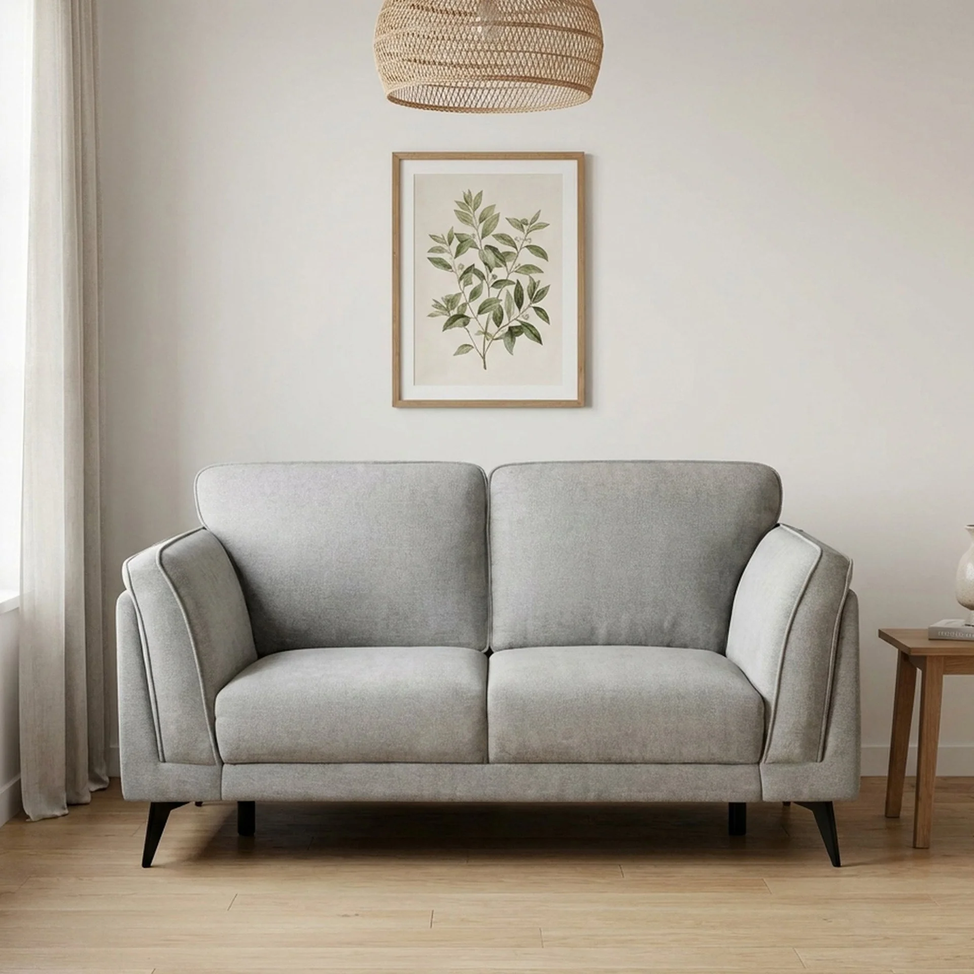 Brulo Linen 2 Seater Sofa - Light Grey - Image 6