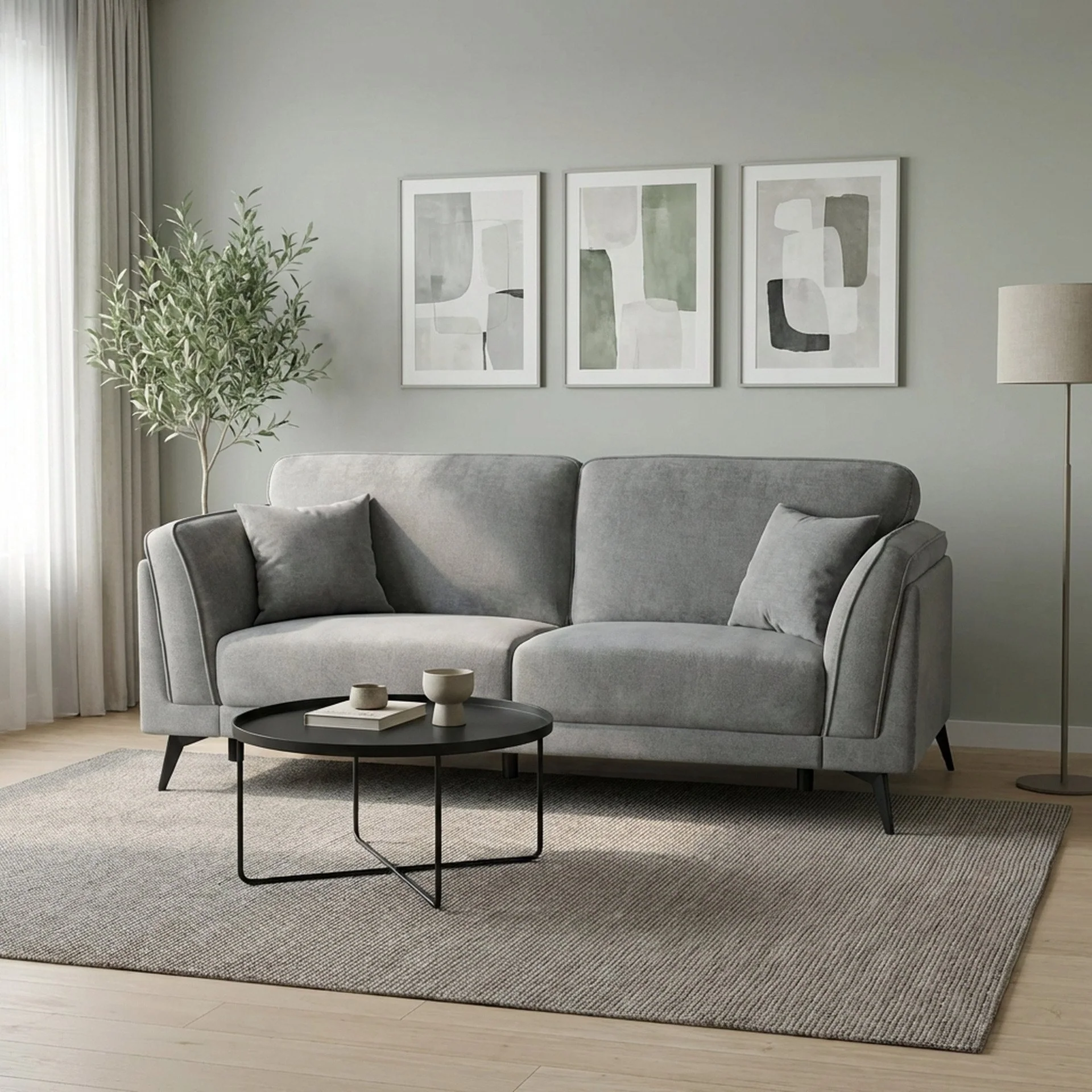 Brulo Linen 3 Seater Sofa - Grey