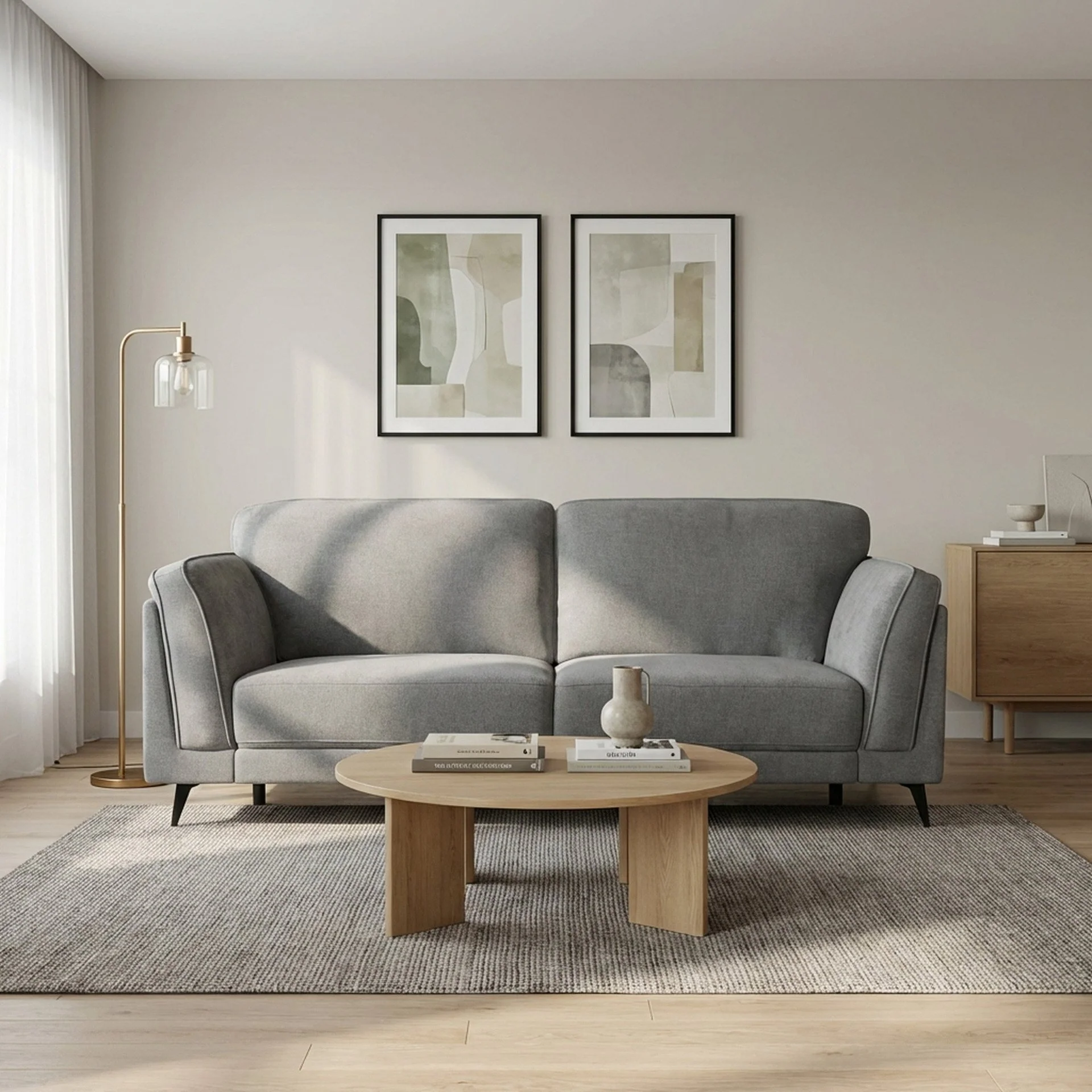 Brulo Linen 3 Seater Sofa - Grey - Image 4