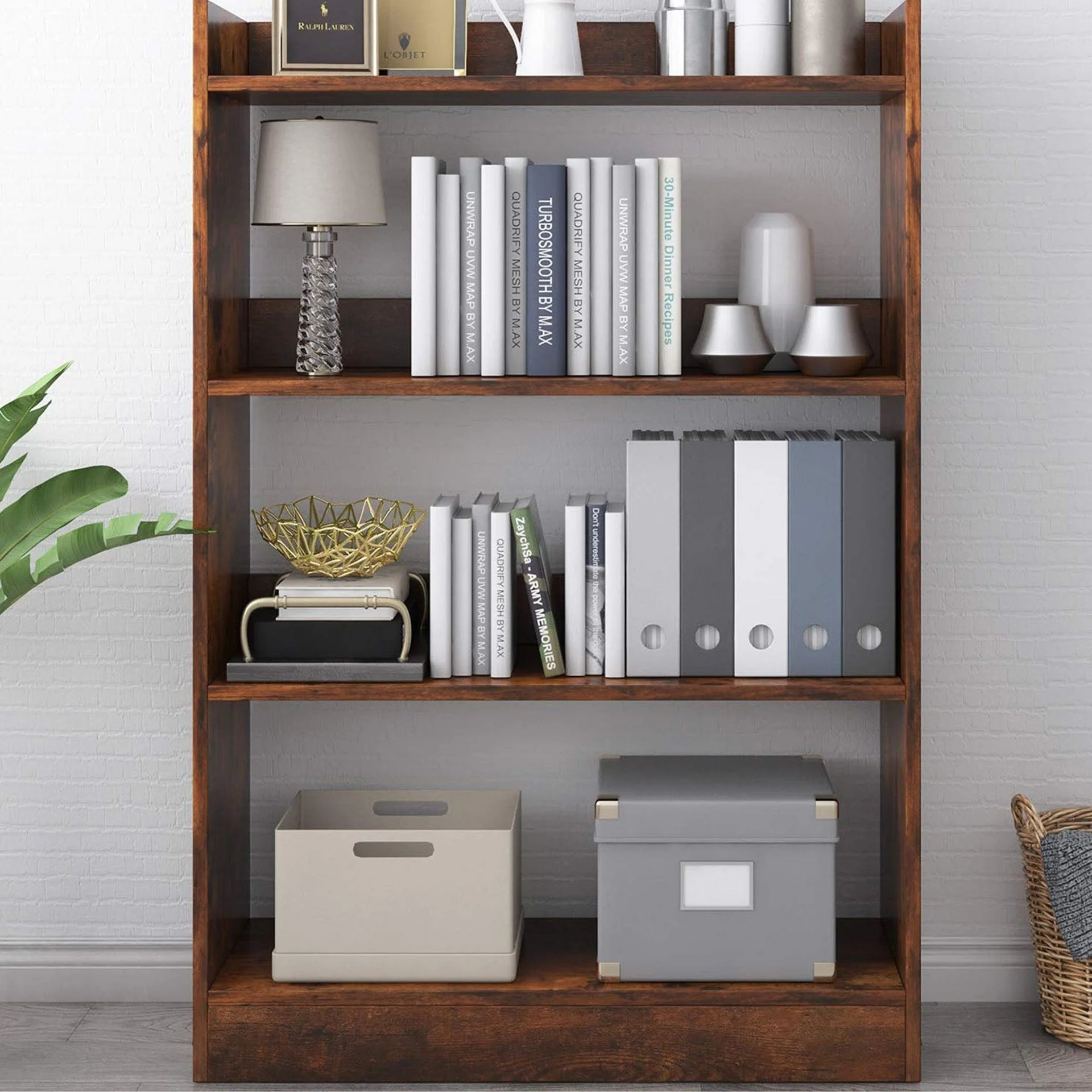 Bulls 80cm 4 Tier Bookshelf - Rustic Brown - Image 9
