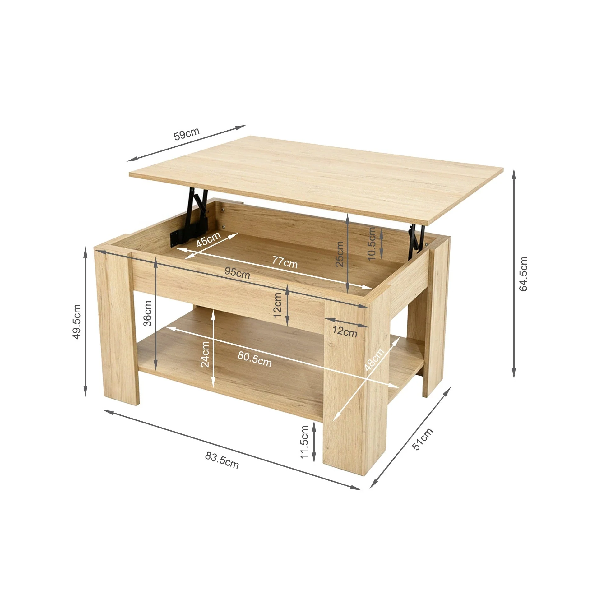 Cache Lift Top Coffee Table - Oak - Image 13