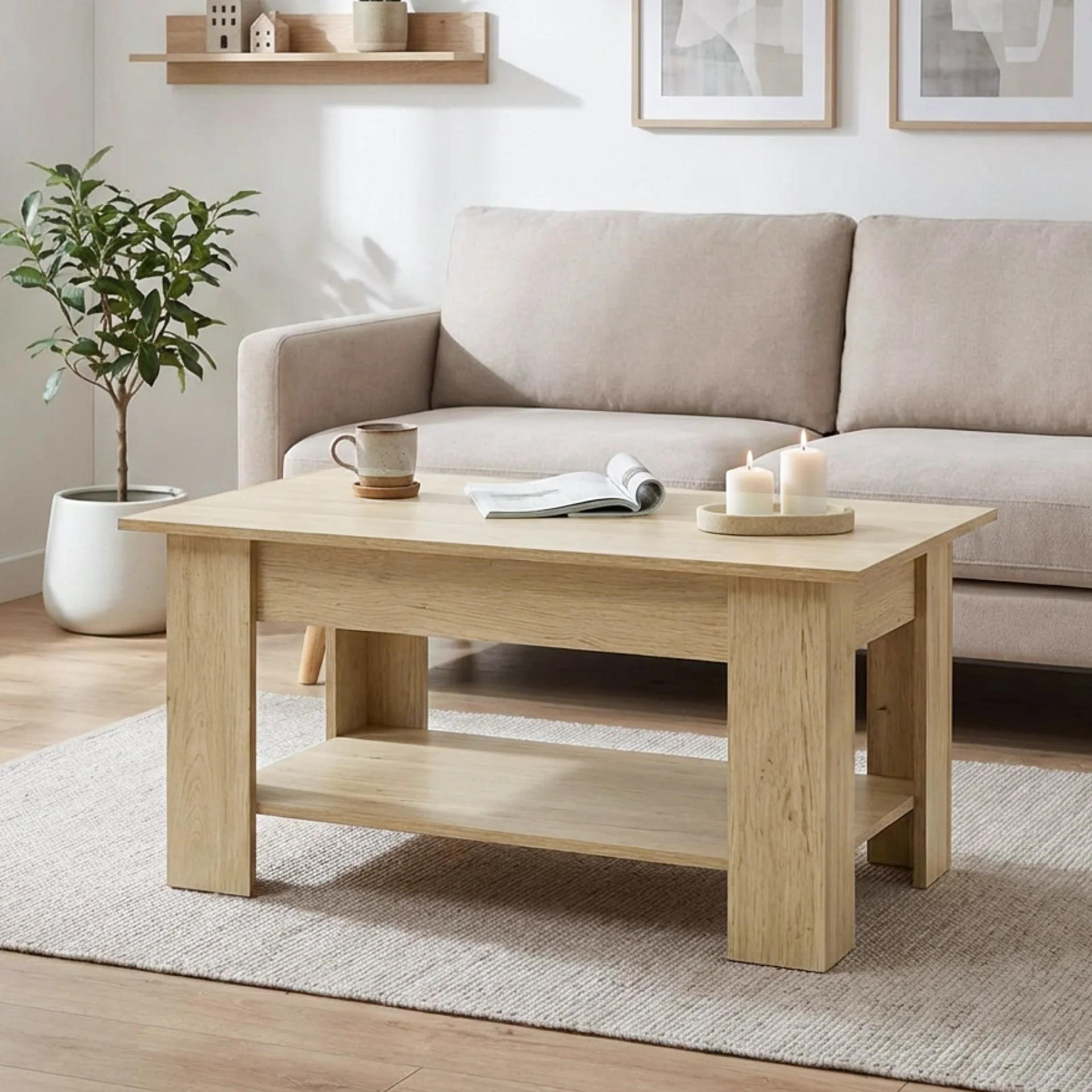 Cache Lift Top Coffee Table - Oak - Image 6