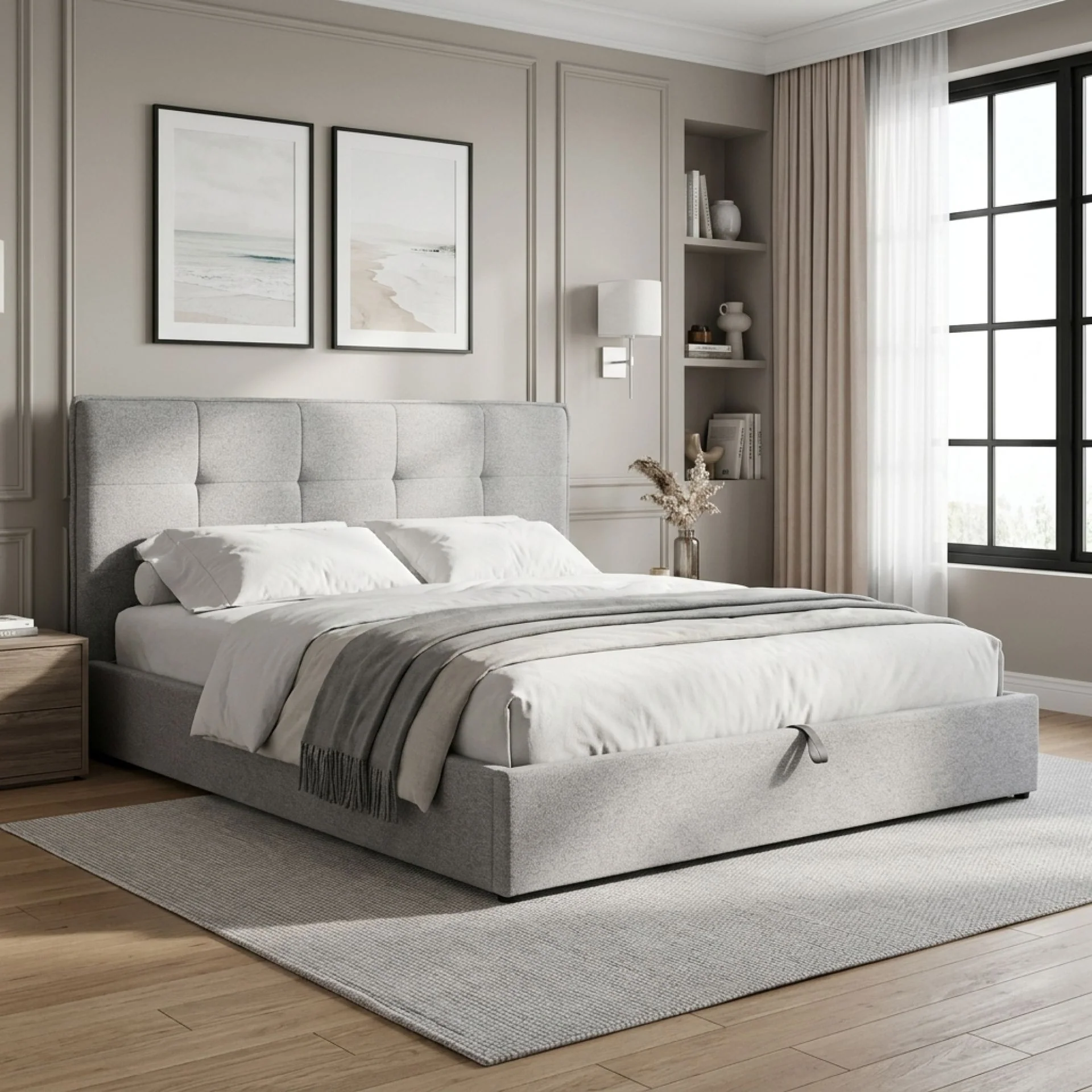 Calma Super King Gas Lift Bed Frame - Light Grey - Image 5