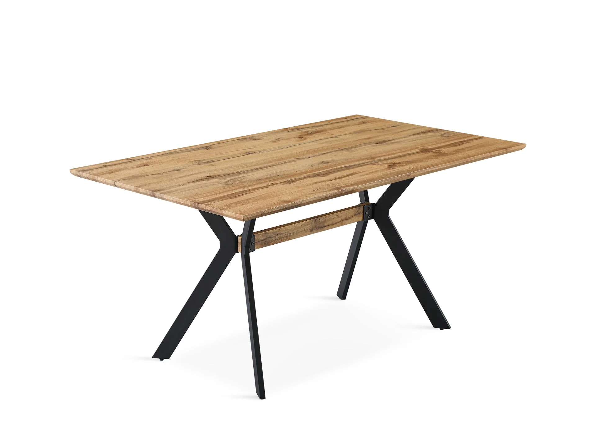 Cameron Rectangular Modern Dining Table 160 x 90cm - Wood Grain + Black - Image 4