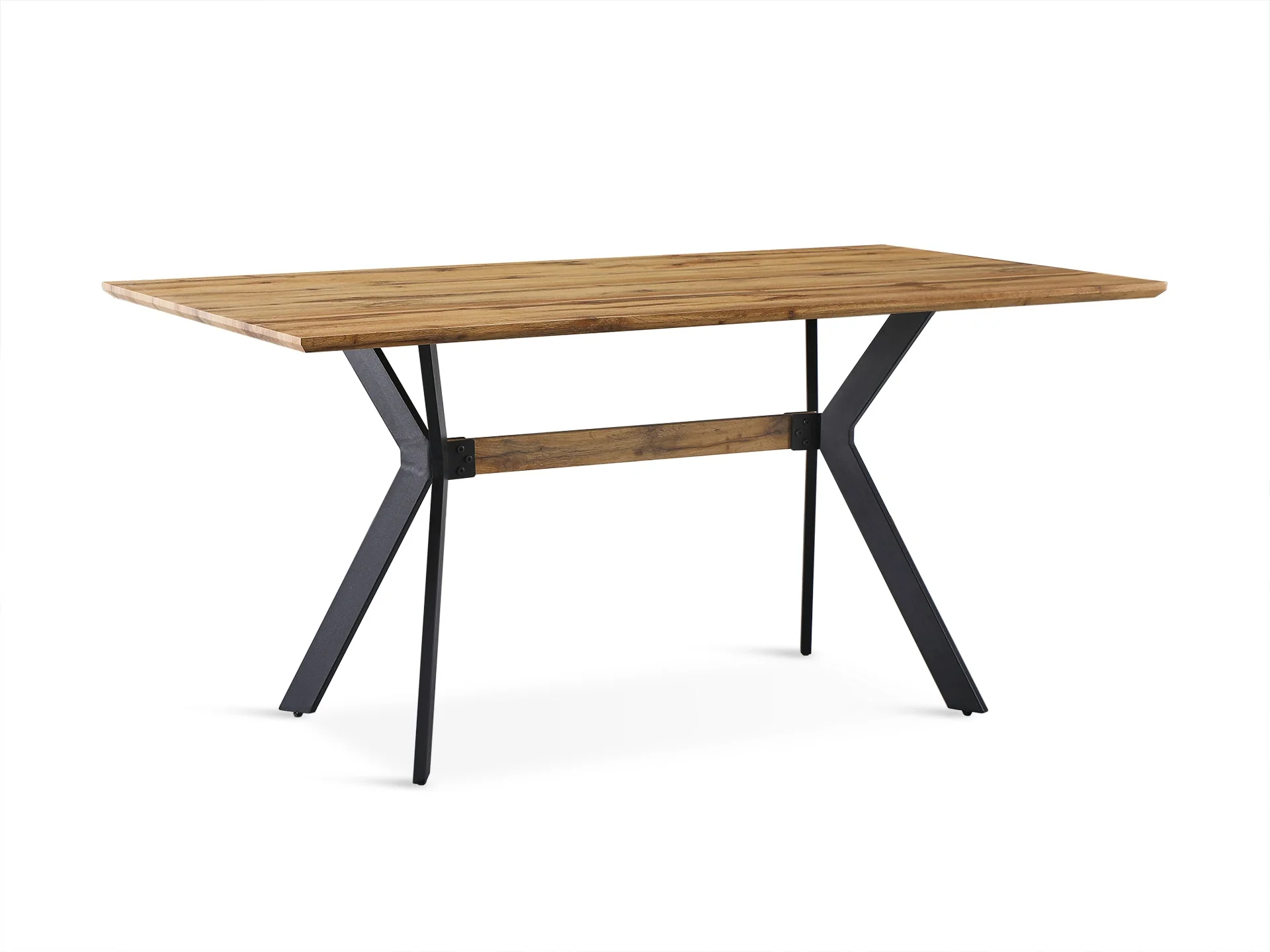Cameron Rectangular Modern Dining Table 160 x 90cm - Wood Grain + Black - Image 6