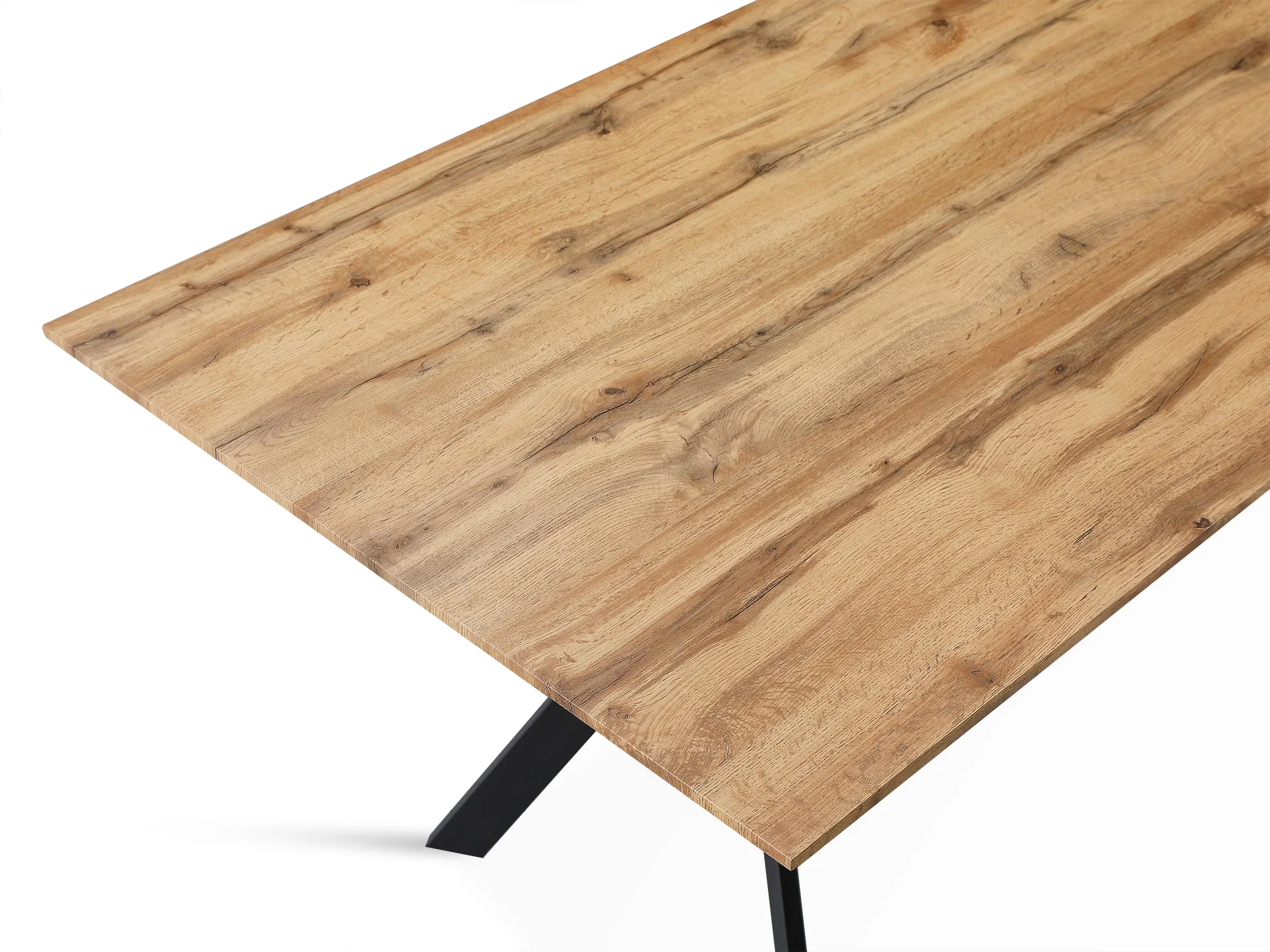 Cameron Rectangular Modern Dining Table 160 x 90cm - Wood Grain + Black - Image 7