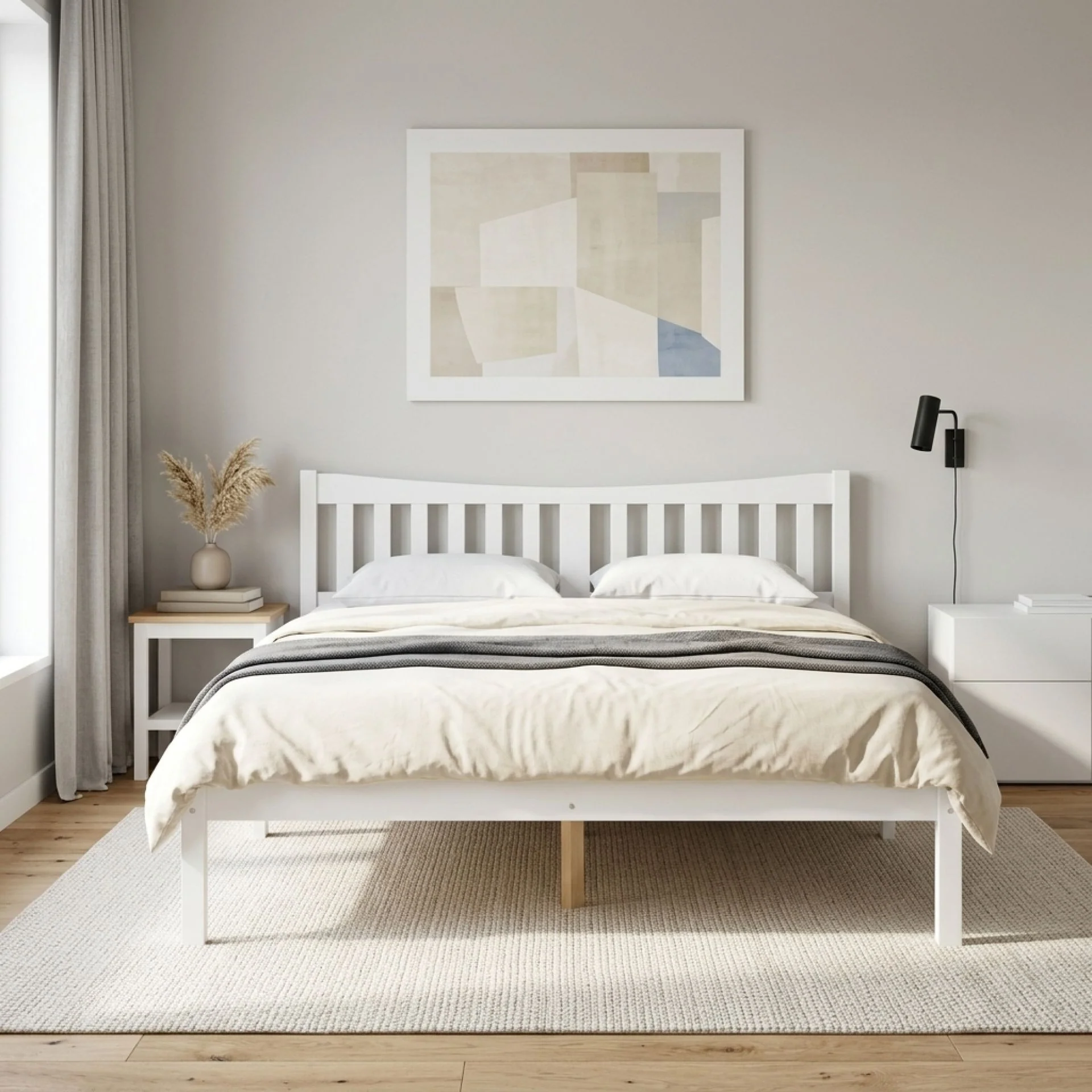 Capra Queen Wooden Bed Frame - White - Image 5