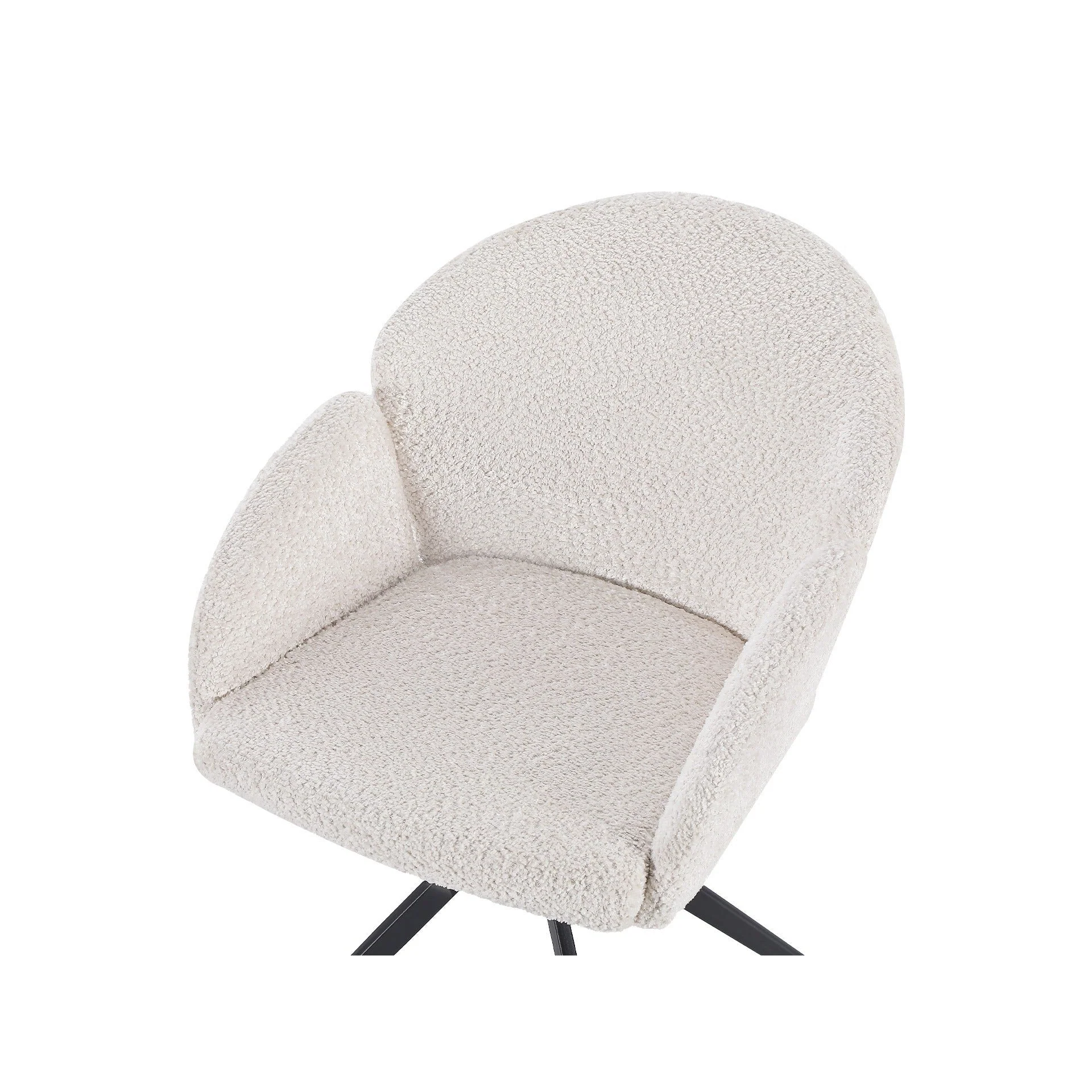 Carmen Boucle Swivel Dining ArmChairs - Set of 2 - Milky White - Image 13