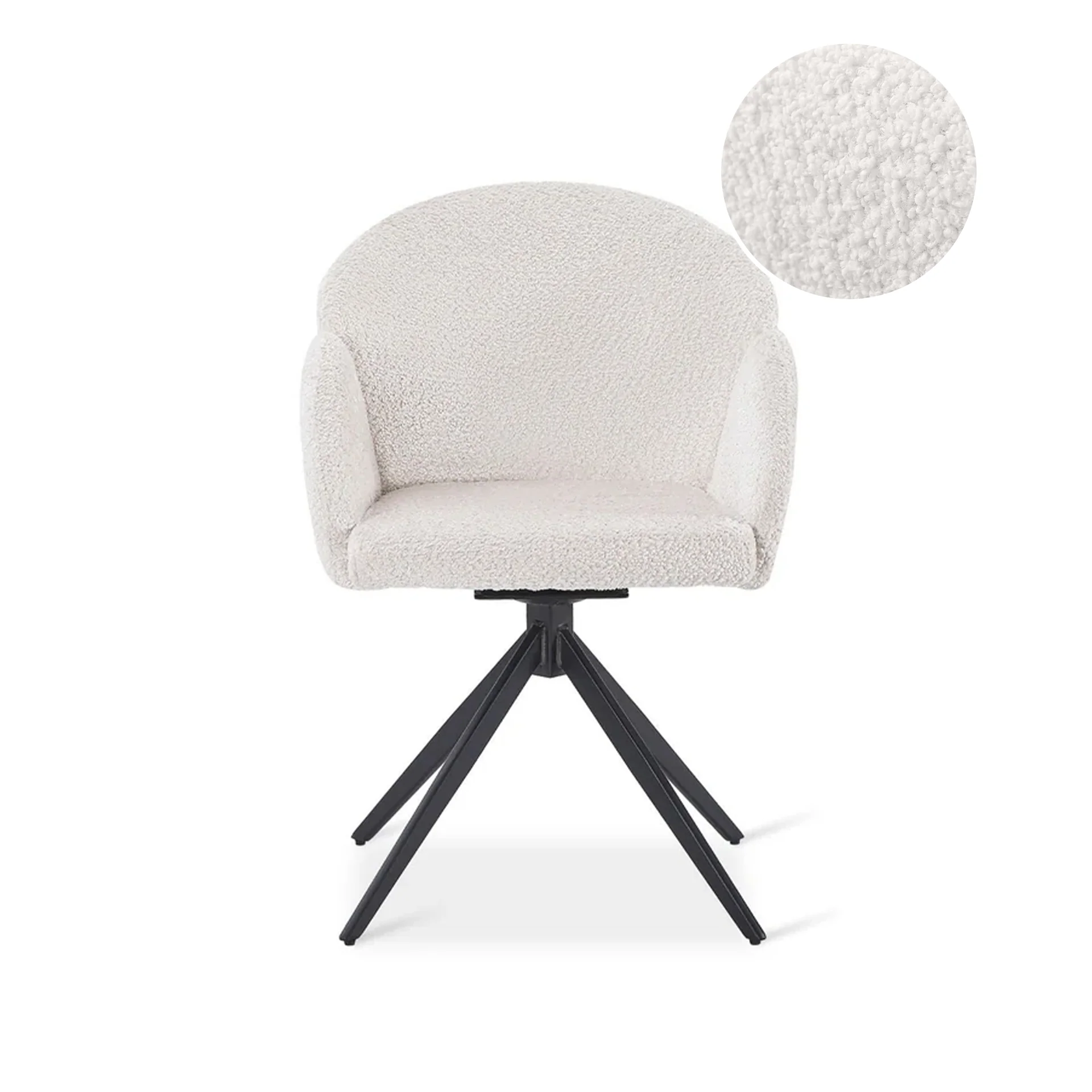 Carmen Boucle Swivel Dining ArmChairs - Set of 2 - Milky White - Image 16