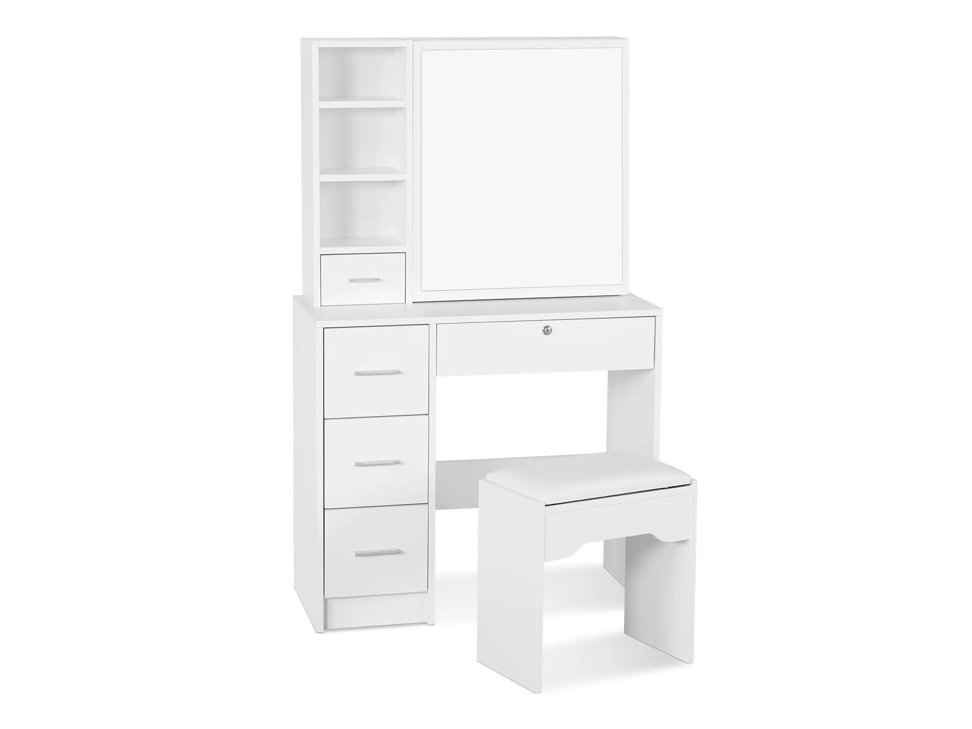 Carnation Dressing Table With Drawers Set 2pcs - White - Image 2