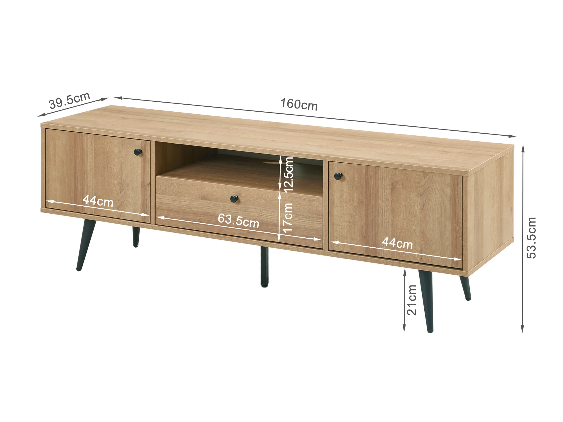 Carson 1.6m Entertainment Unit - Oak - Image 9