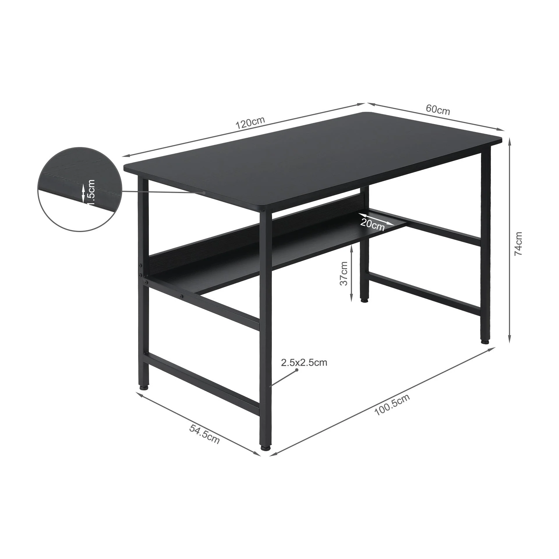 Carter 120cm Computer Desk - Black - Image 13