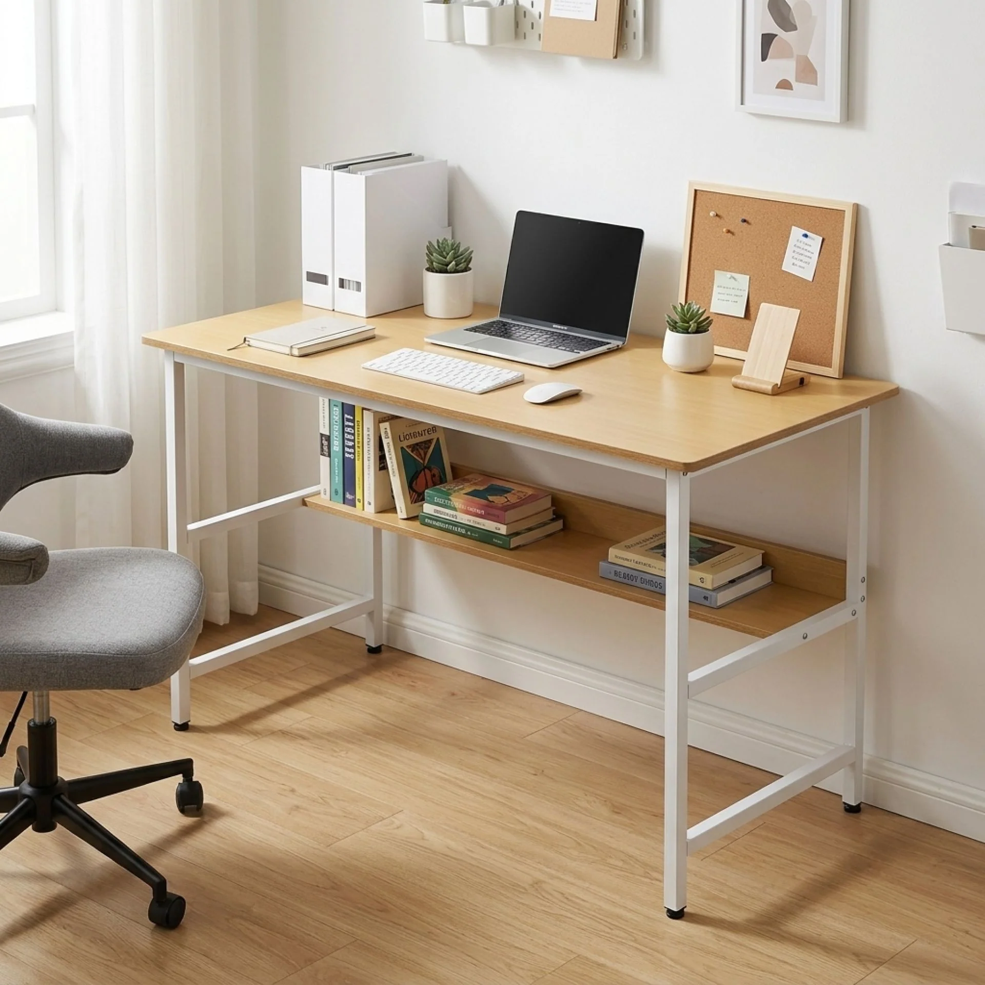 Carter 120cm Computer Desk - Maple + White - Image 2