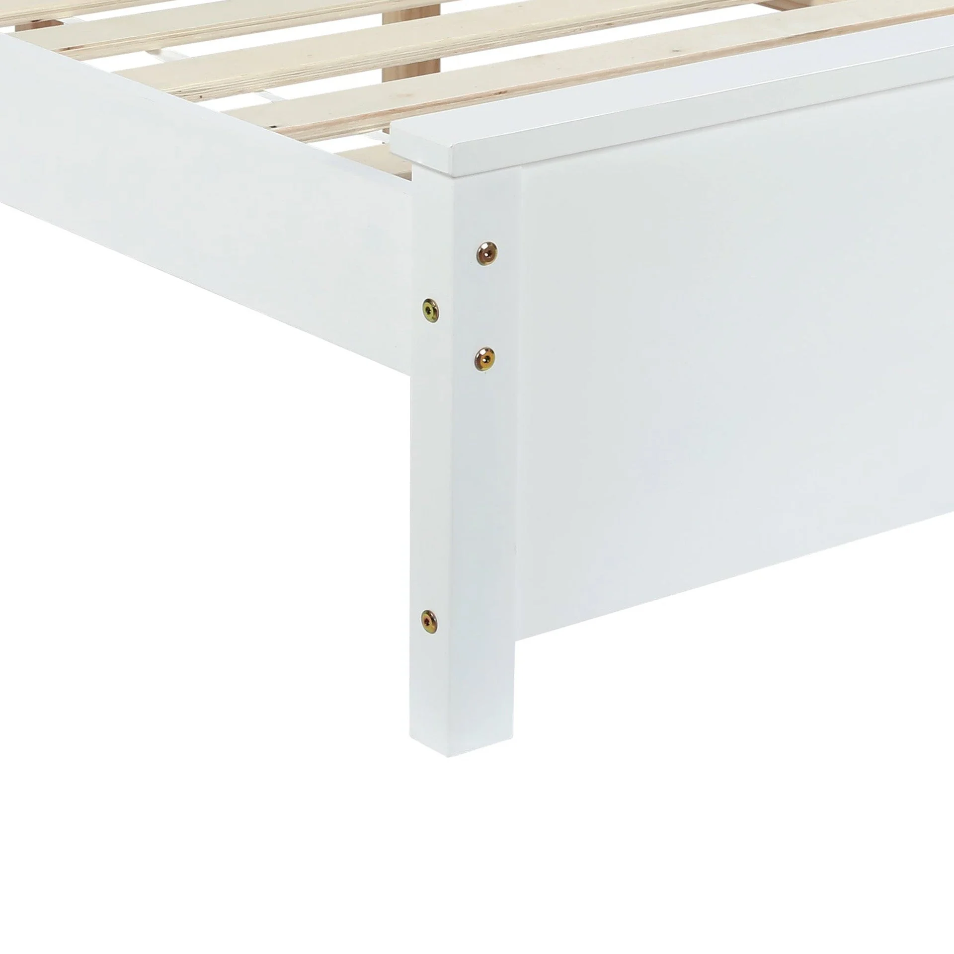 Castor King Single Wooden Bed Frame - White - Image 8