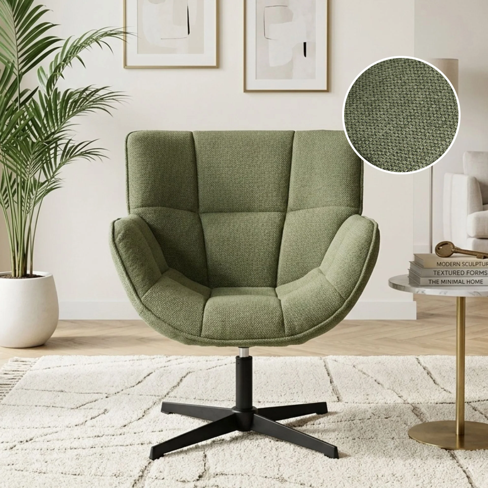 Cava Velvet Armchair - Olive Green - Image 2