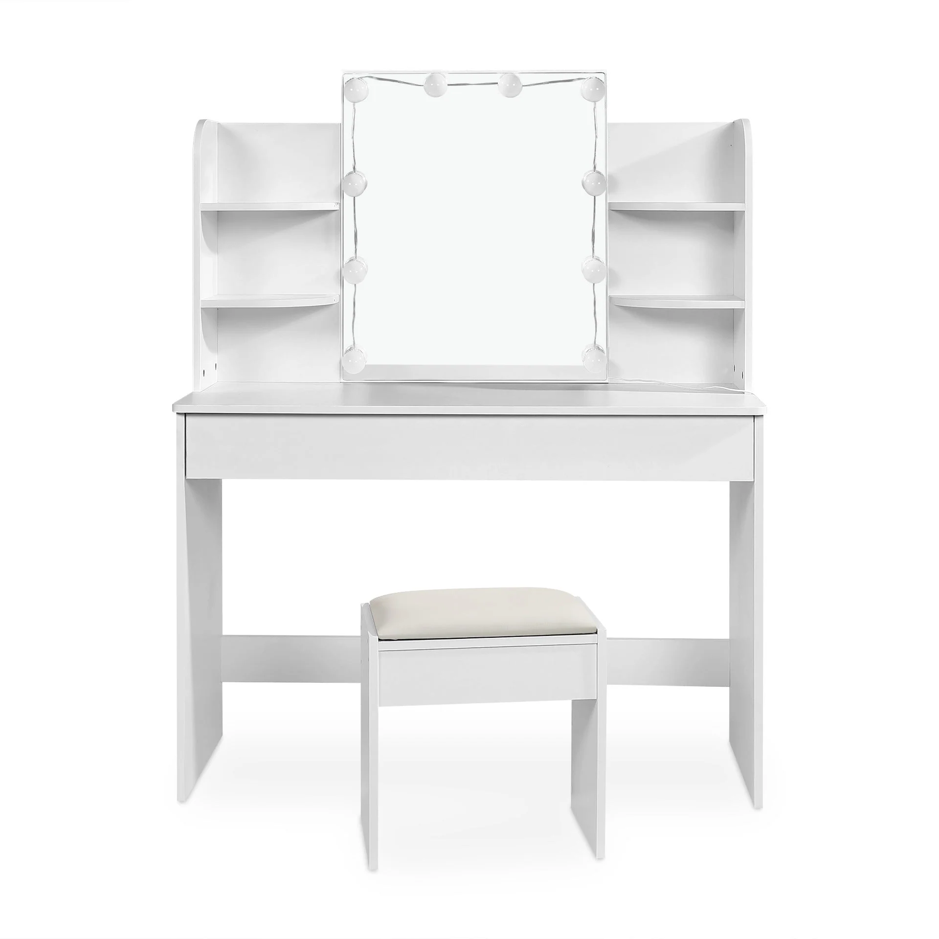 Celosia 2 Piece Dressing Table with Mirror & Stool Set - White - Image 11