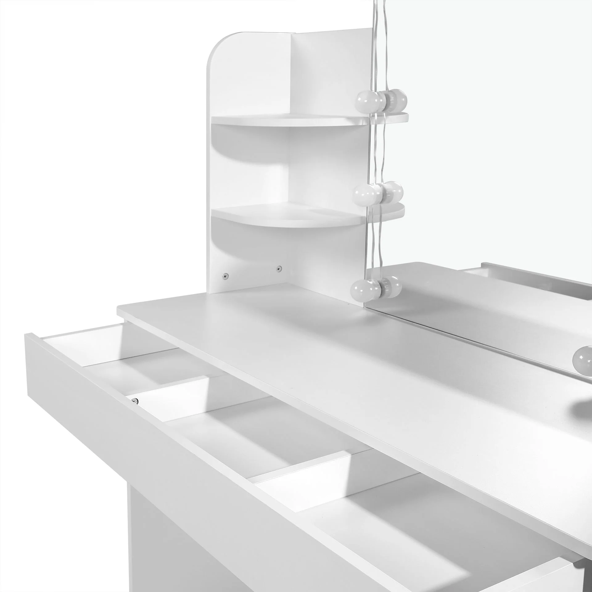 Celosia 2 Piece Dressing Table with Mirror & Stool Set - White - Image 13