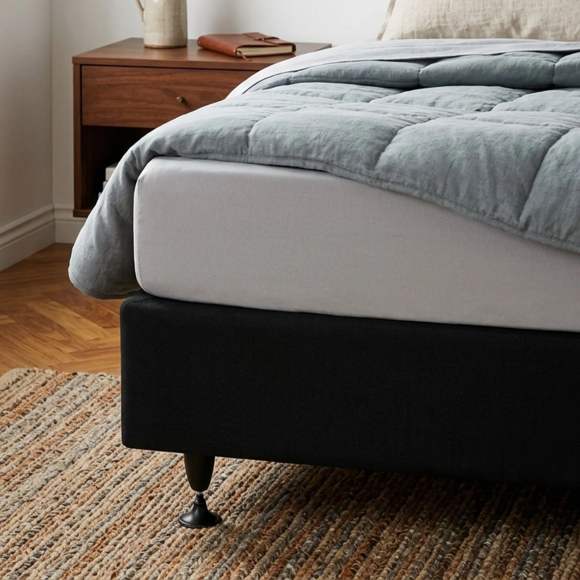 Charles Fabric Super King Split Bed Base 4 Drawers - Black - Image 5