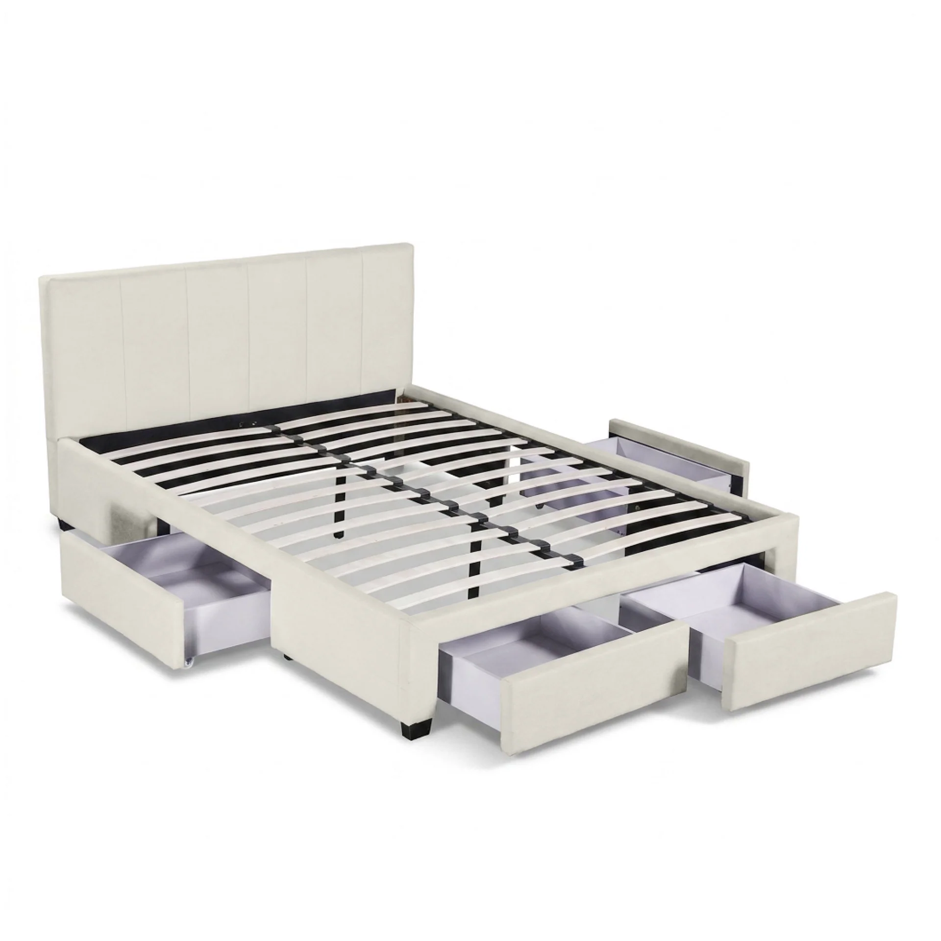 Charlotte Double Bed Frame with 4 Drawers - Beige - Image 10