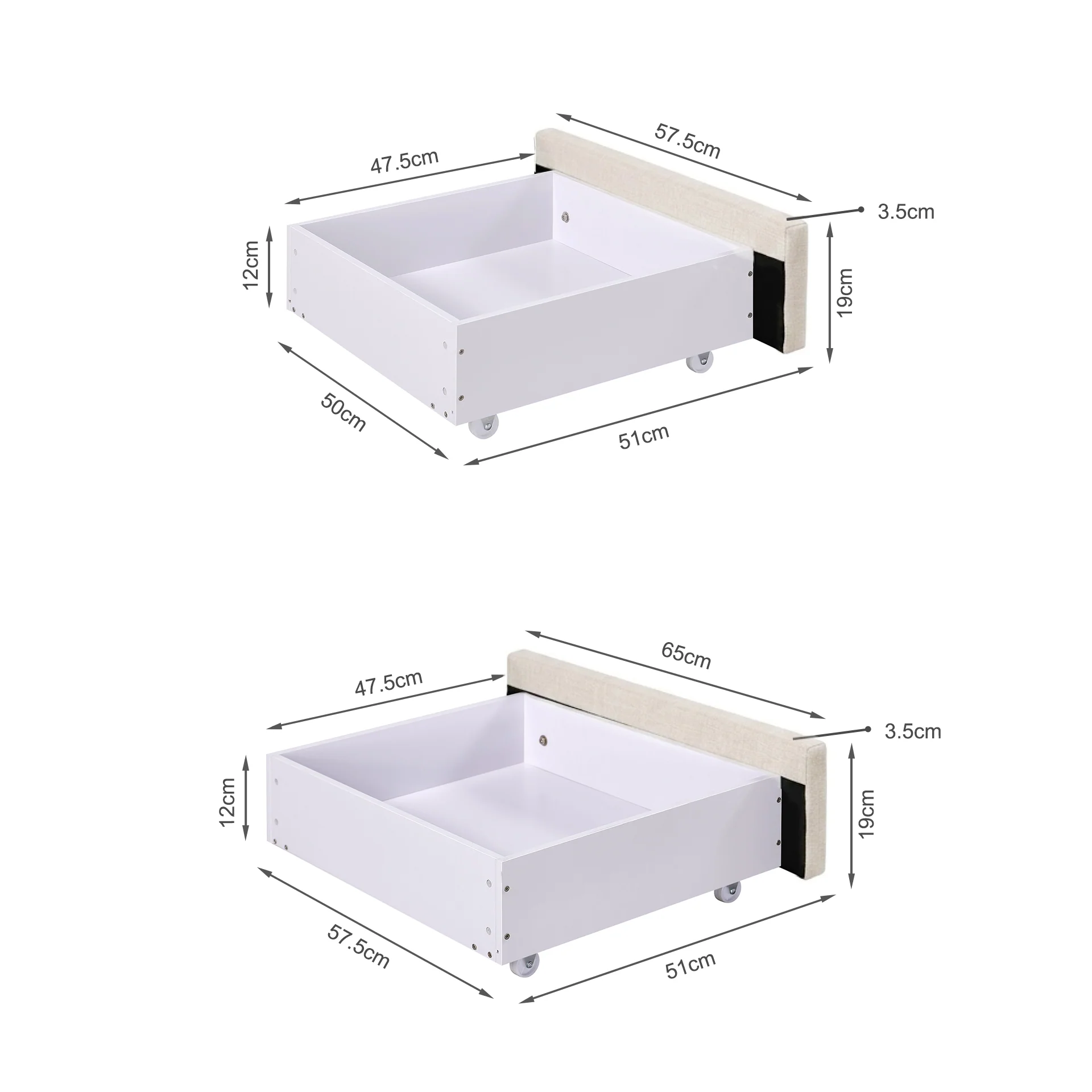 Charlotte Double Bed Frame with 4 Drawers - Beige - Image 14