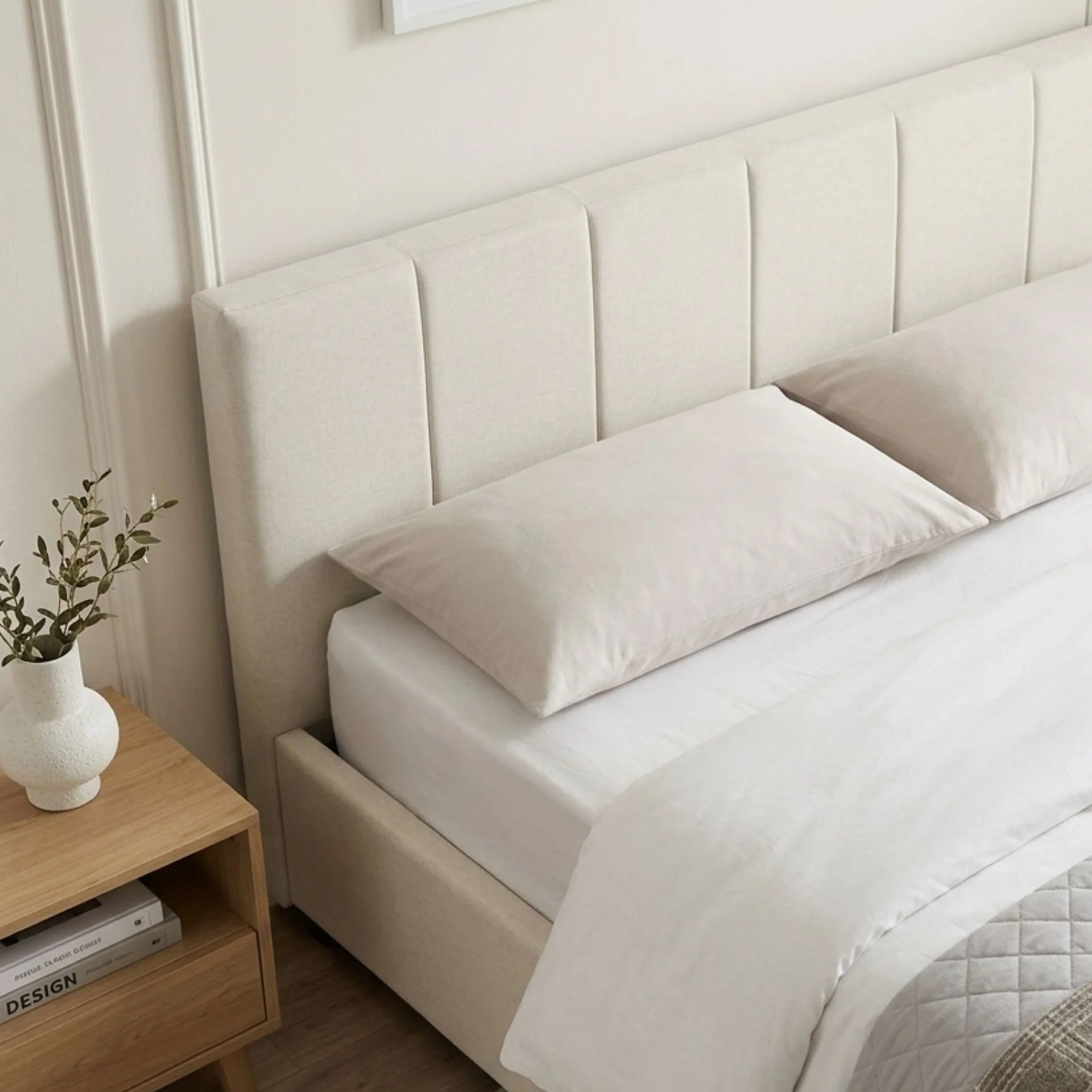 Charlotte Double Bed Frame with 4 Drawers - Beige - Image 6