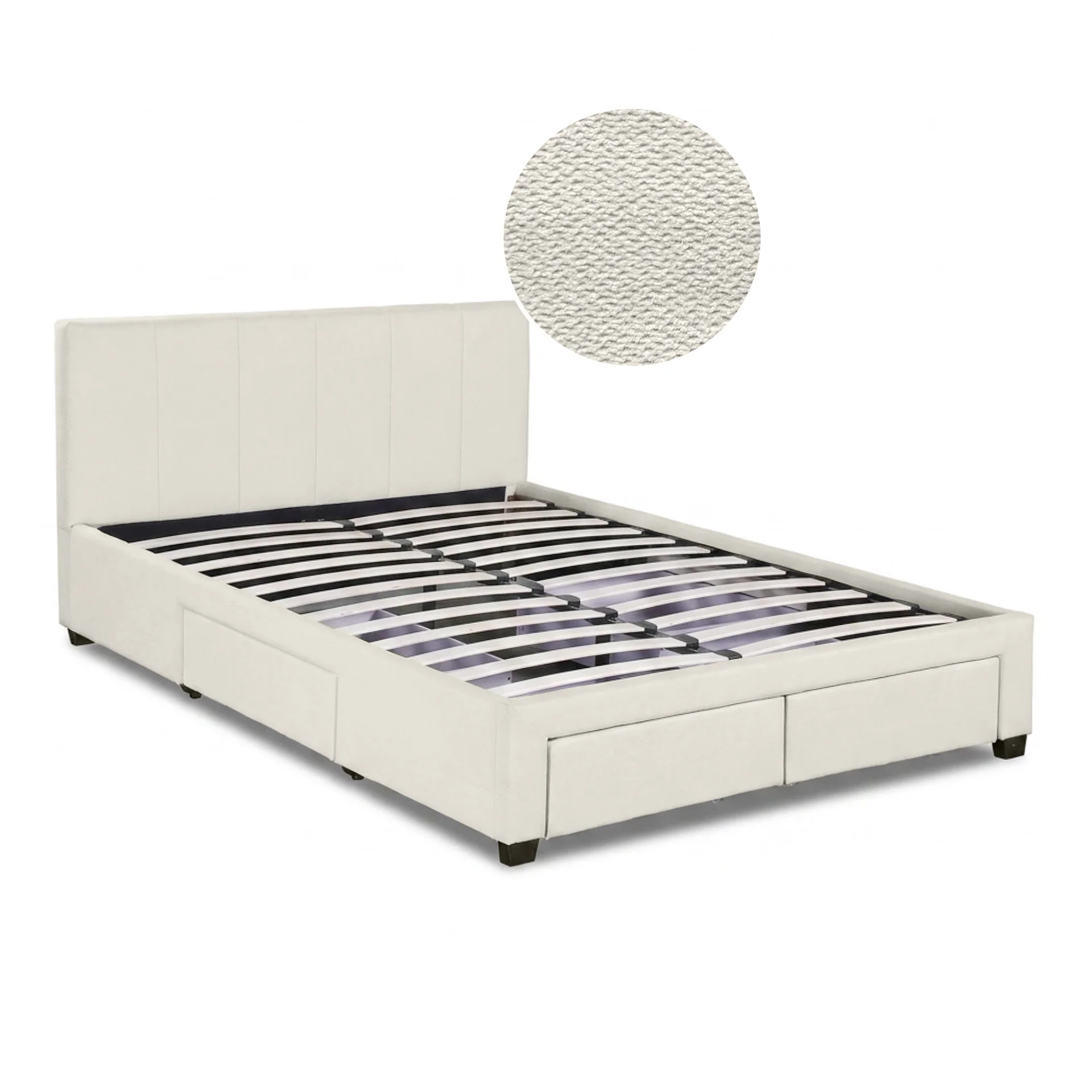 Charlotte Double Bed Frame with 4 Drawers - Beige - Image 8