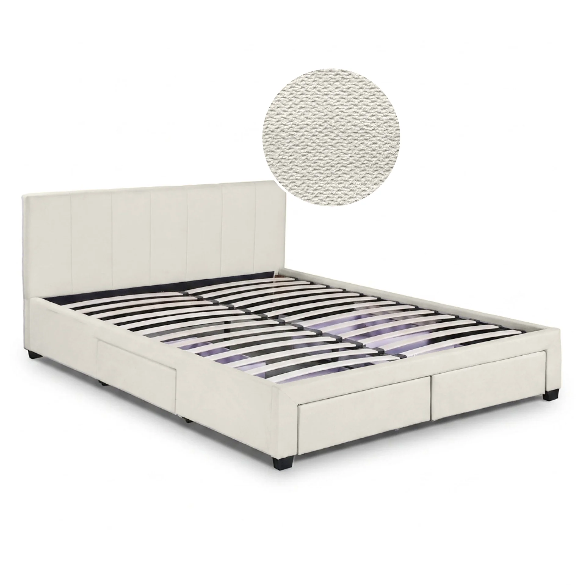 Charlotte Queen Bed Frame with 4 Drawers - Beige - Image 9