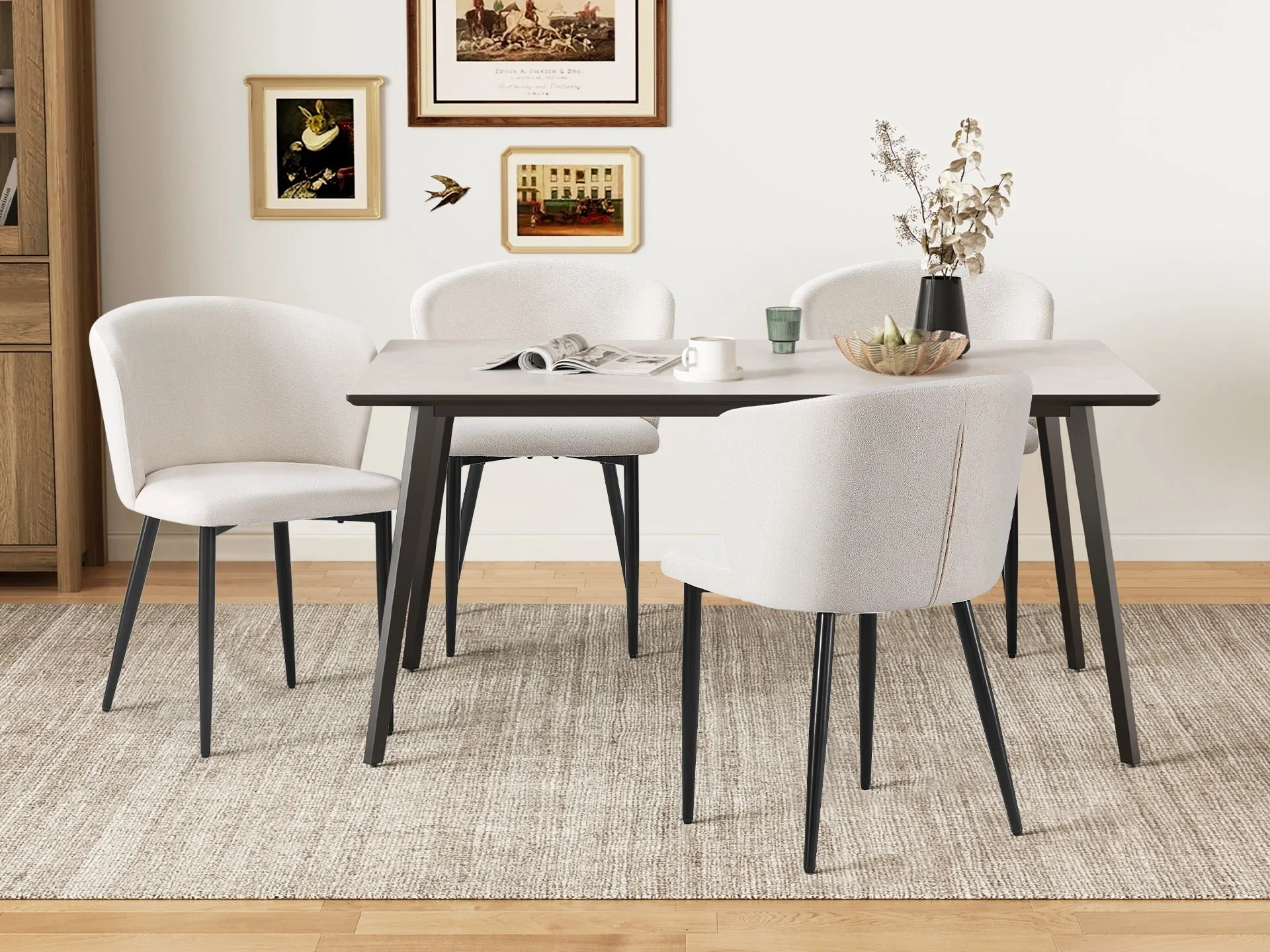 Chelsea Dining Chair - Set of 4 - White + Black