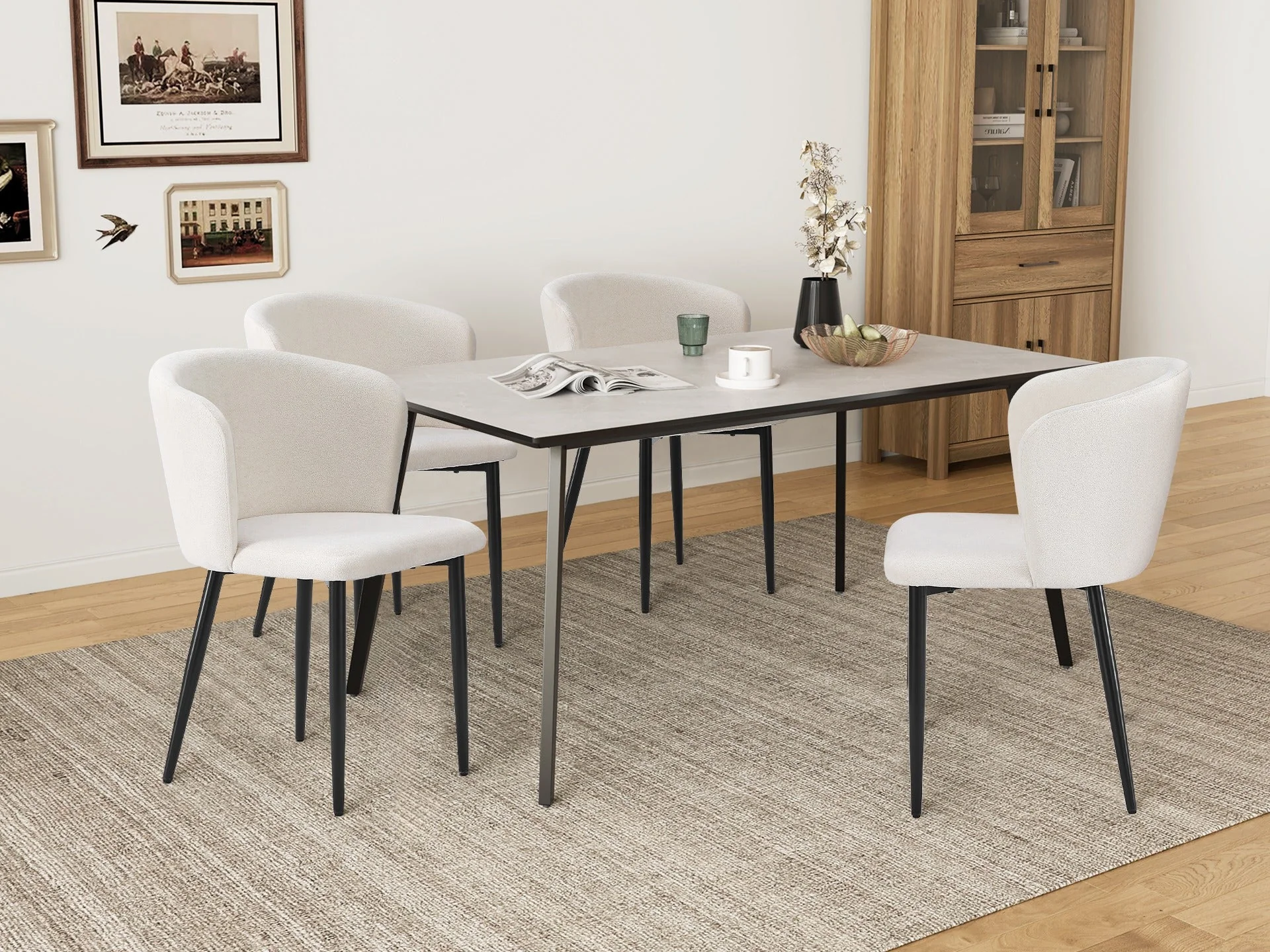 Chelsea Dining Chair - Set of 4 - White + Black - Image 2