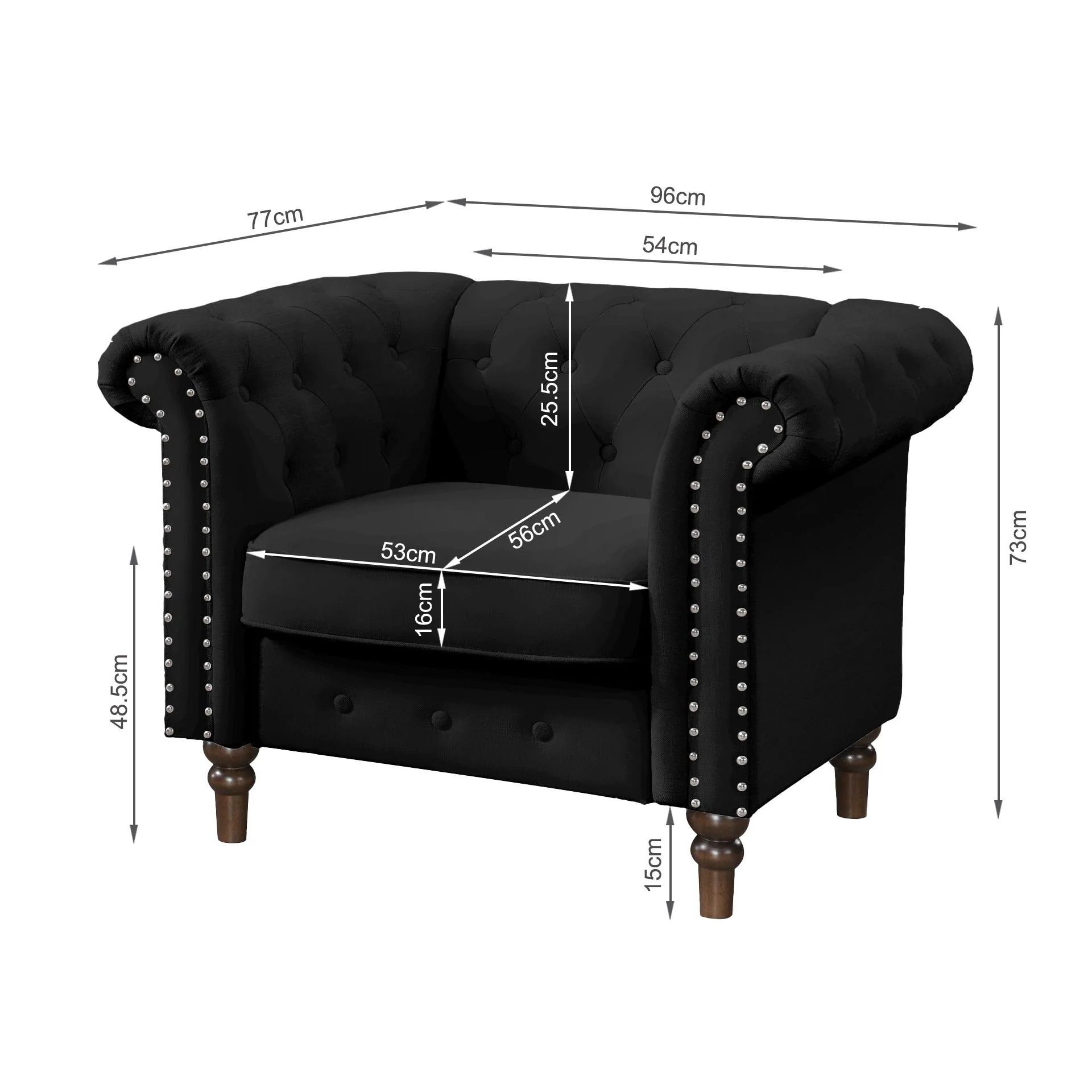 Chesley Velvet Occasional Chair - Black - Image 14