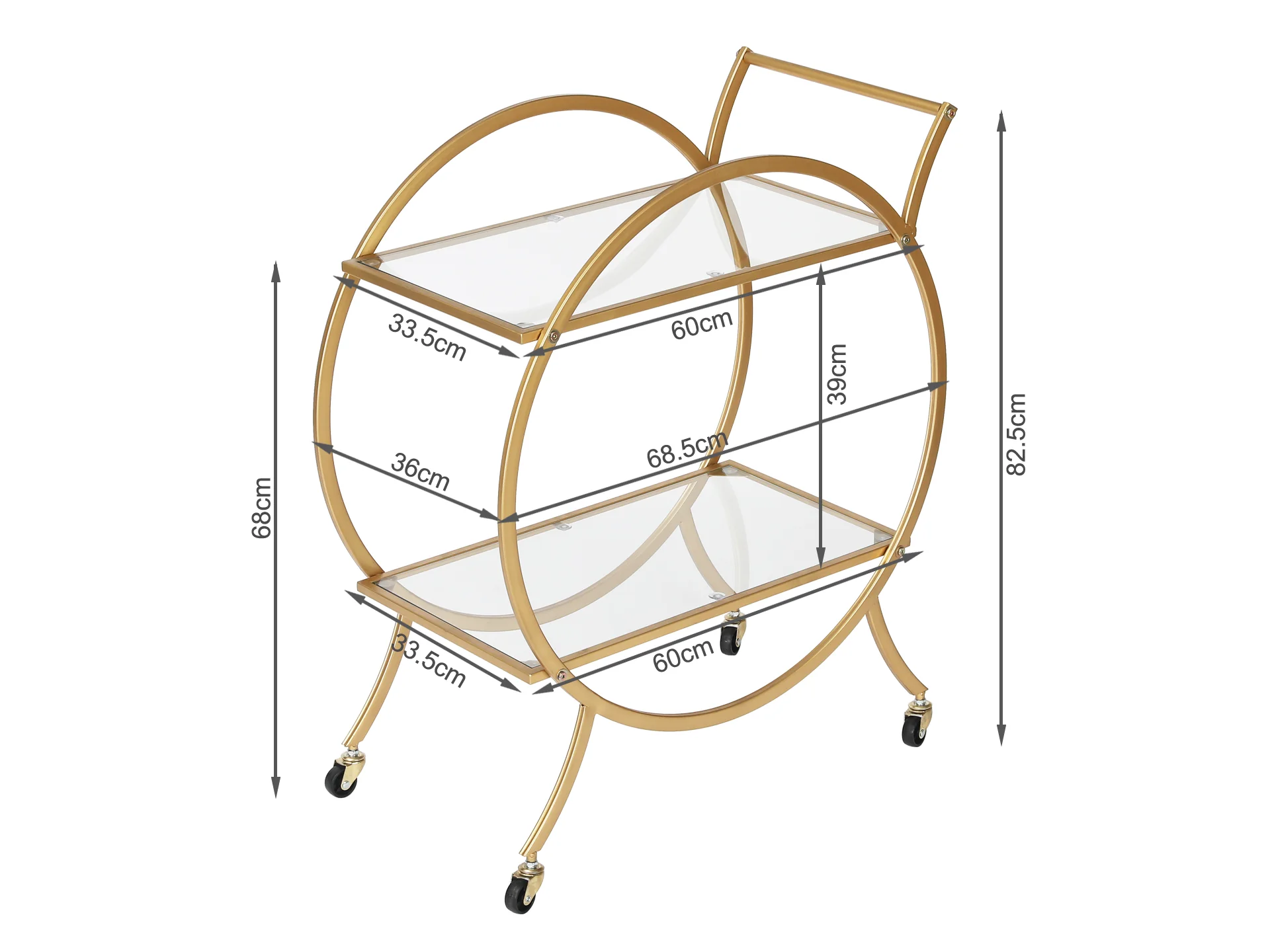 Ciar Metal Bar Cart - Golden - Image 6