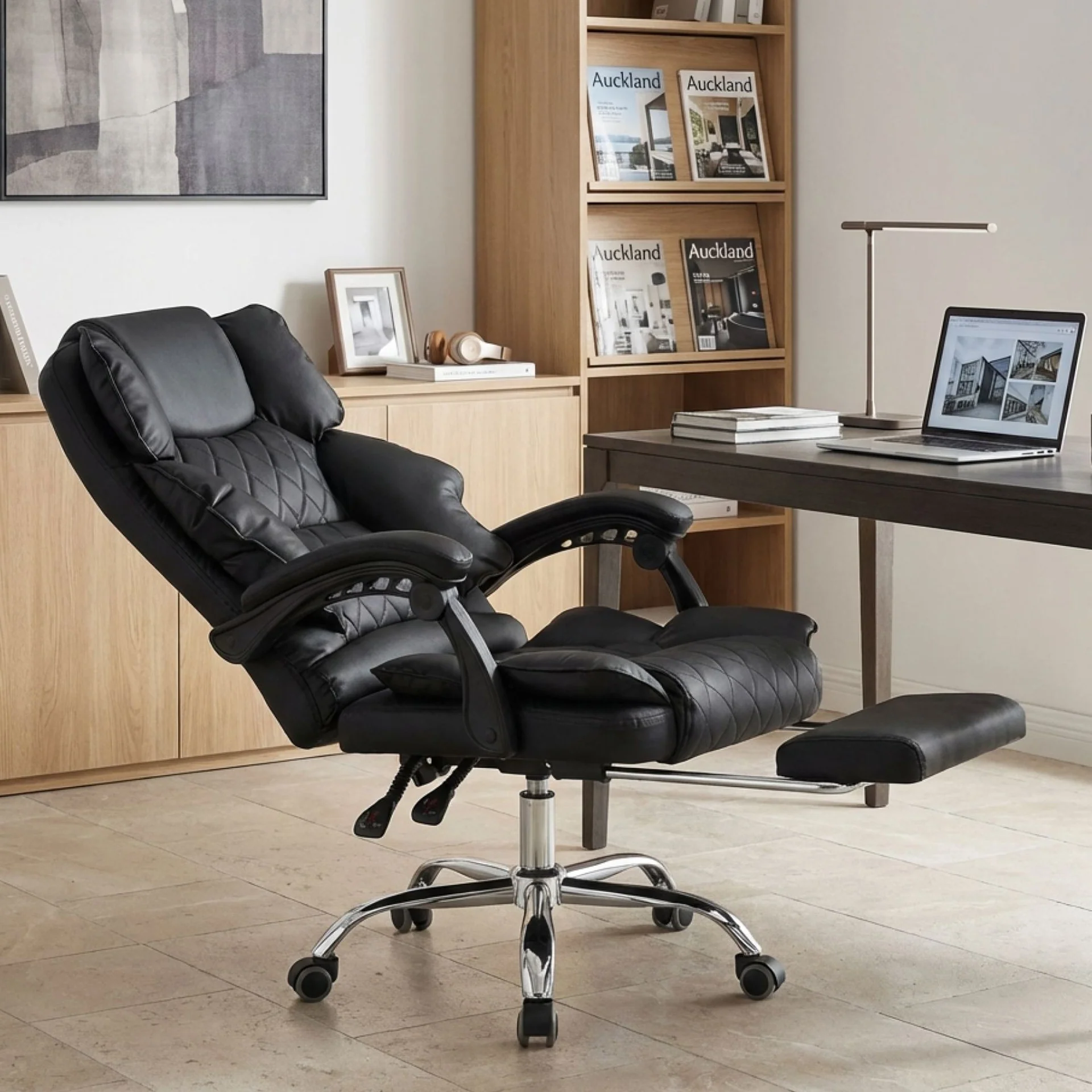 Collin Office Chair with Footrest - Black - Image 3