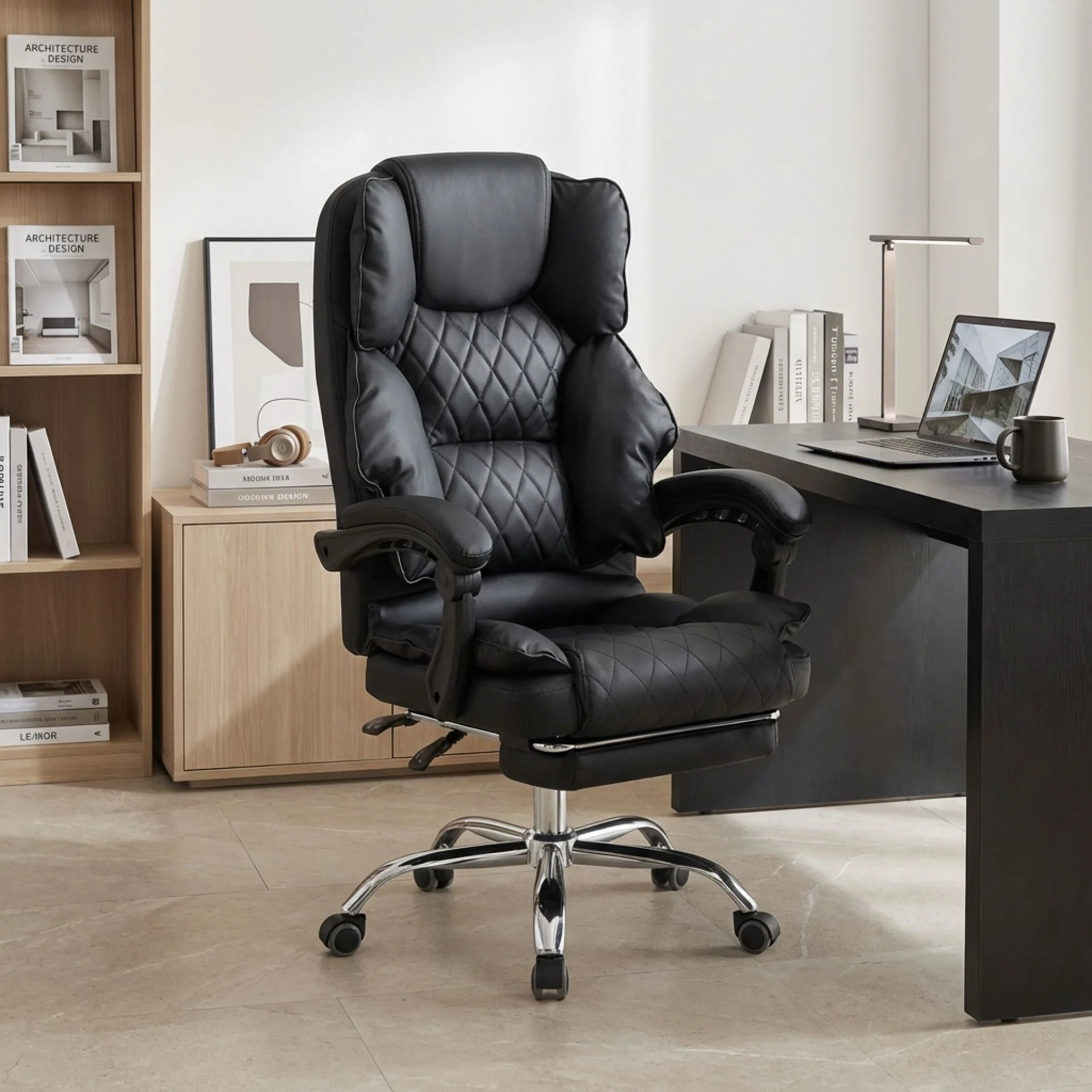 Collin Office Chair with Footrest - Black - Image 5