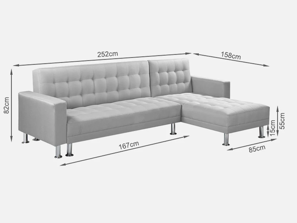 COLORADO Sofa Bed Futon with Chaise - LIGHT GREY - Image 9
