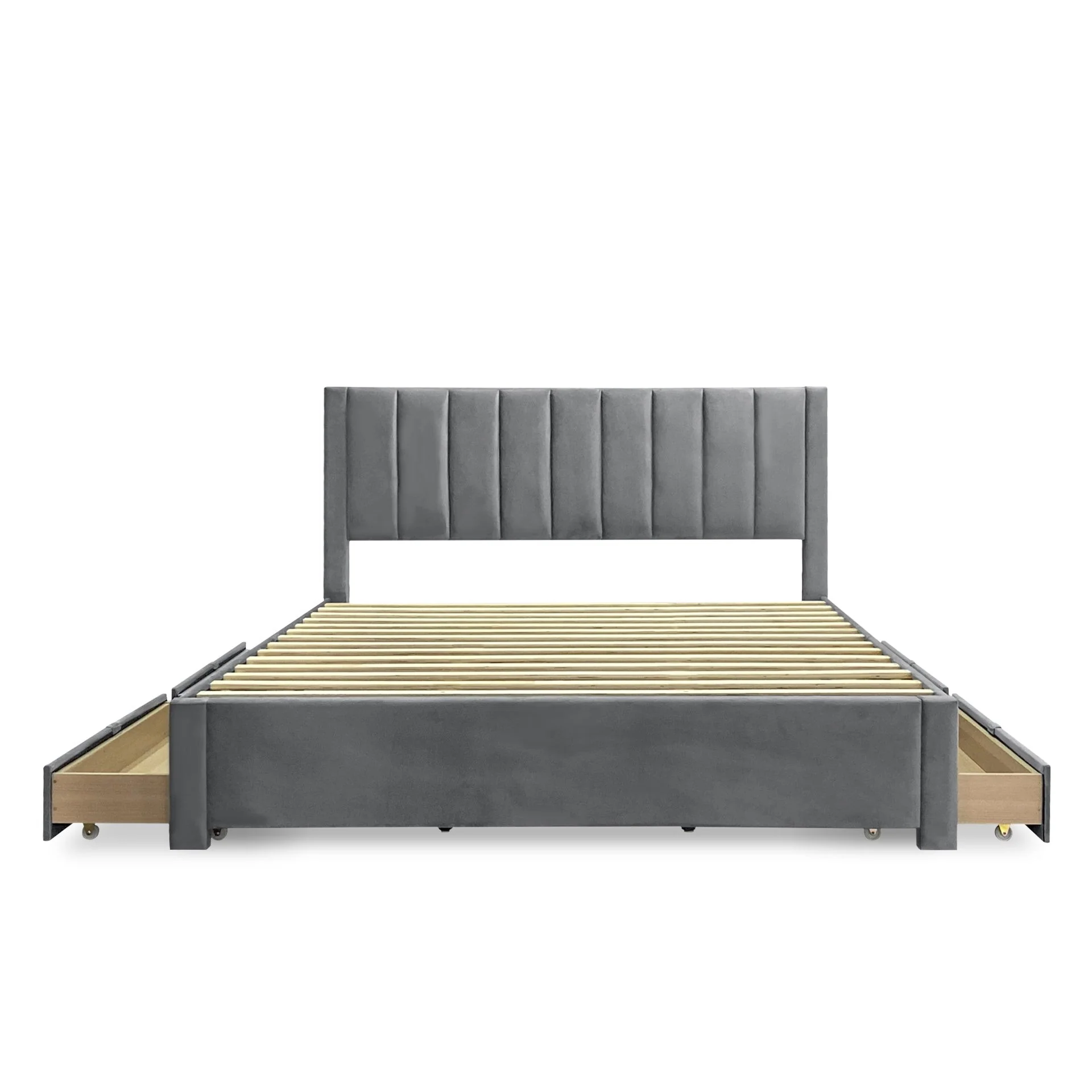 Columbia Super King Fabric Bed Frame with 4 Drawers - Grey - Image 7