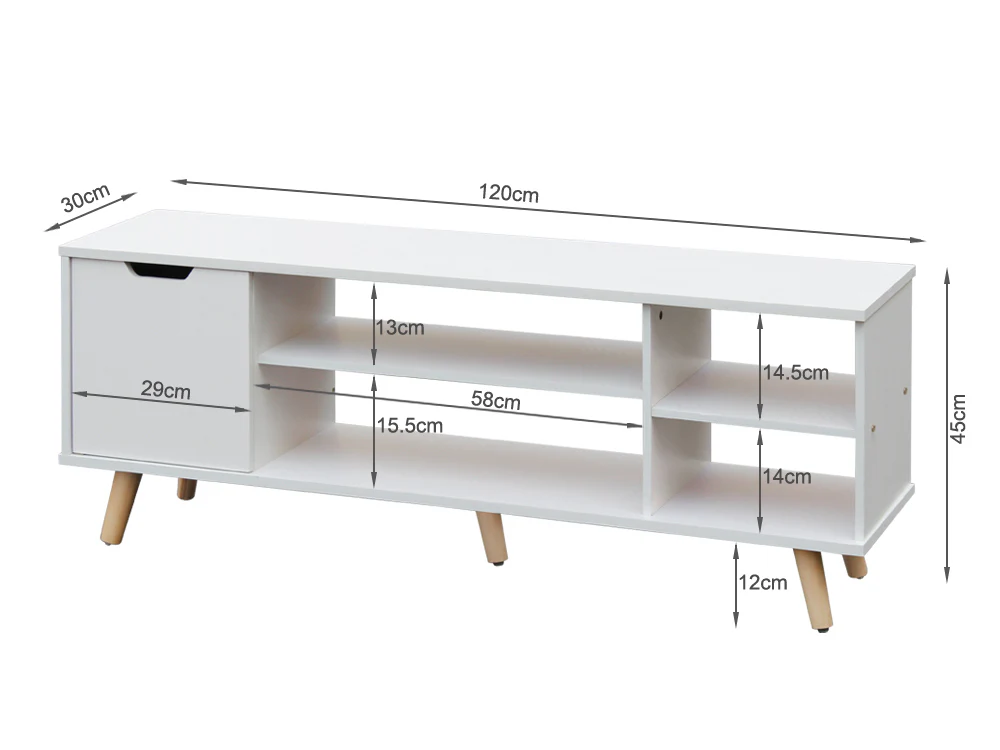 COMO 1.2M Entertainment Media TV Unit - WHITE - Image 4