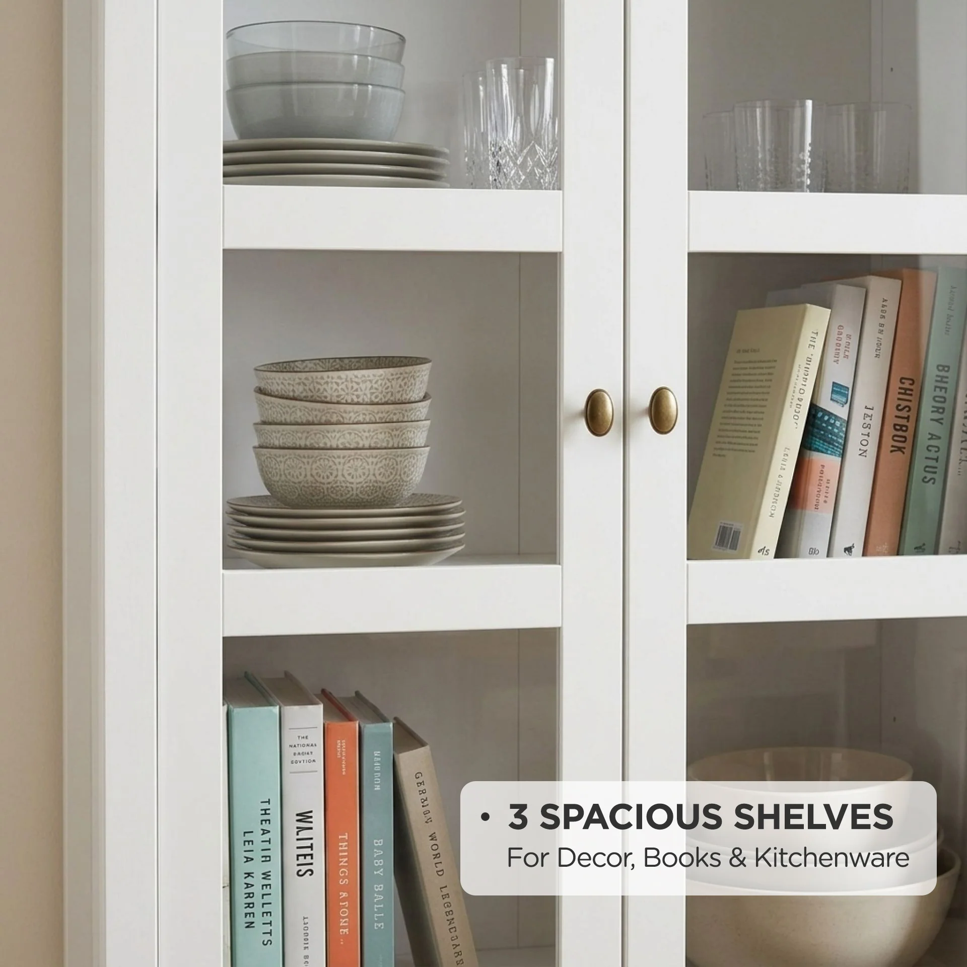 Congo Display Cabinet with 2 Drawer - White - Image 4