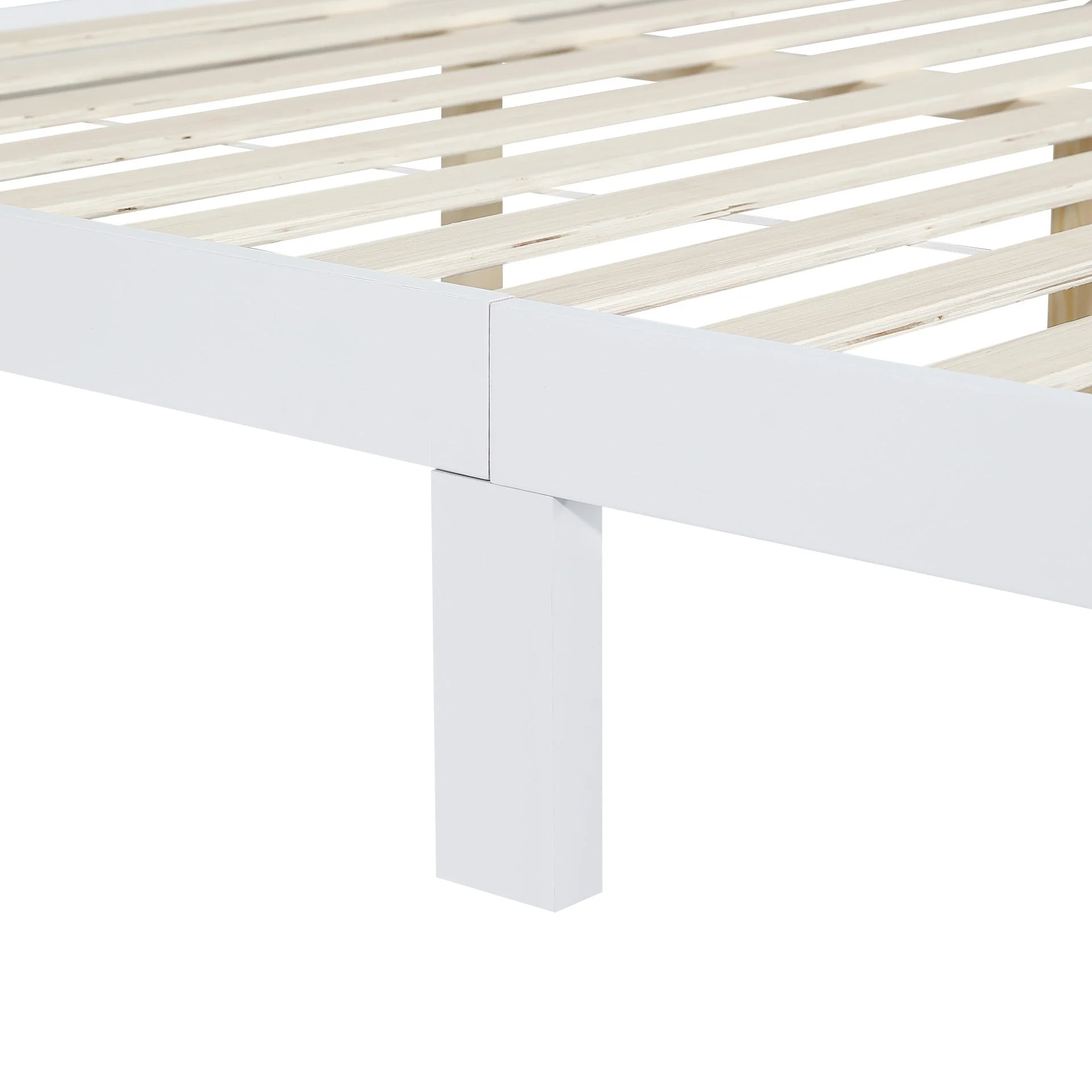 Conival King Wooden Bed Frame - White - Image 12